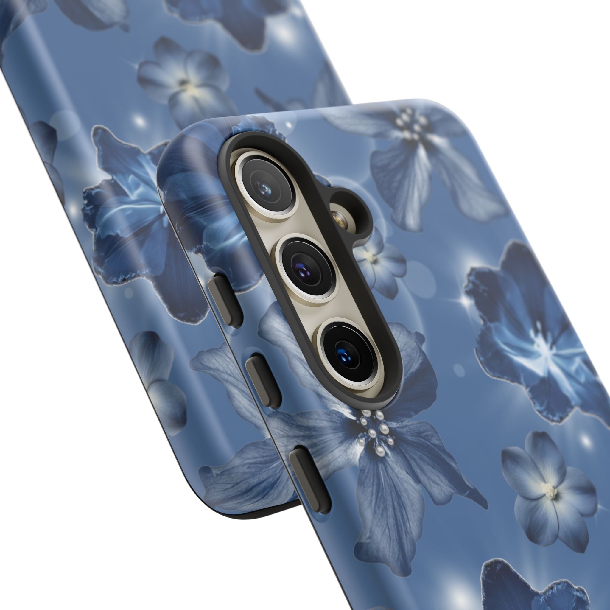 Blue Floral Tough Phone Case — Protective Blossom Design