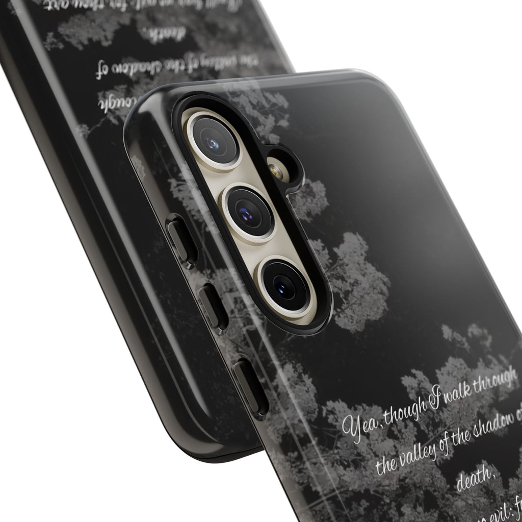 Bible Verse Phone Case — Psalm 23:4 Comfort Black Protective Cover