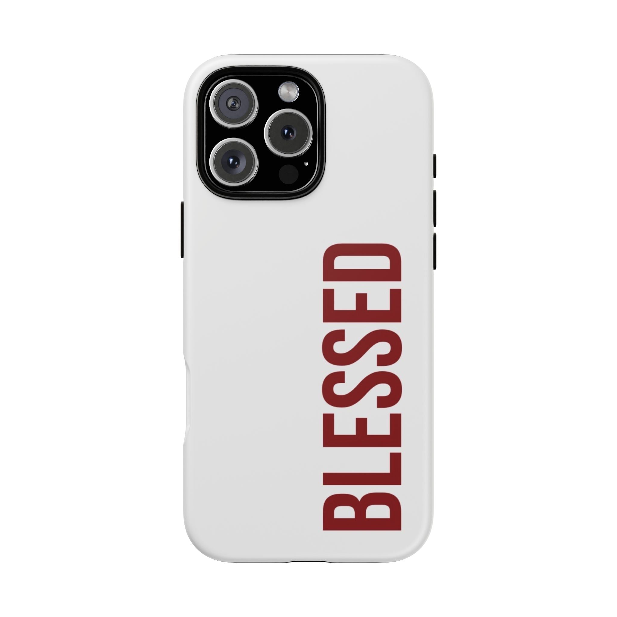 Blessed Vertical Phone Case — Protective Slim iPhone Cover with Red 'BLESSED' Text