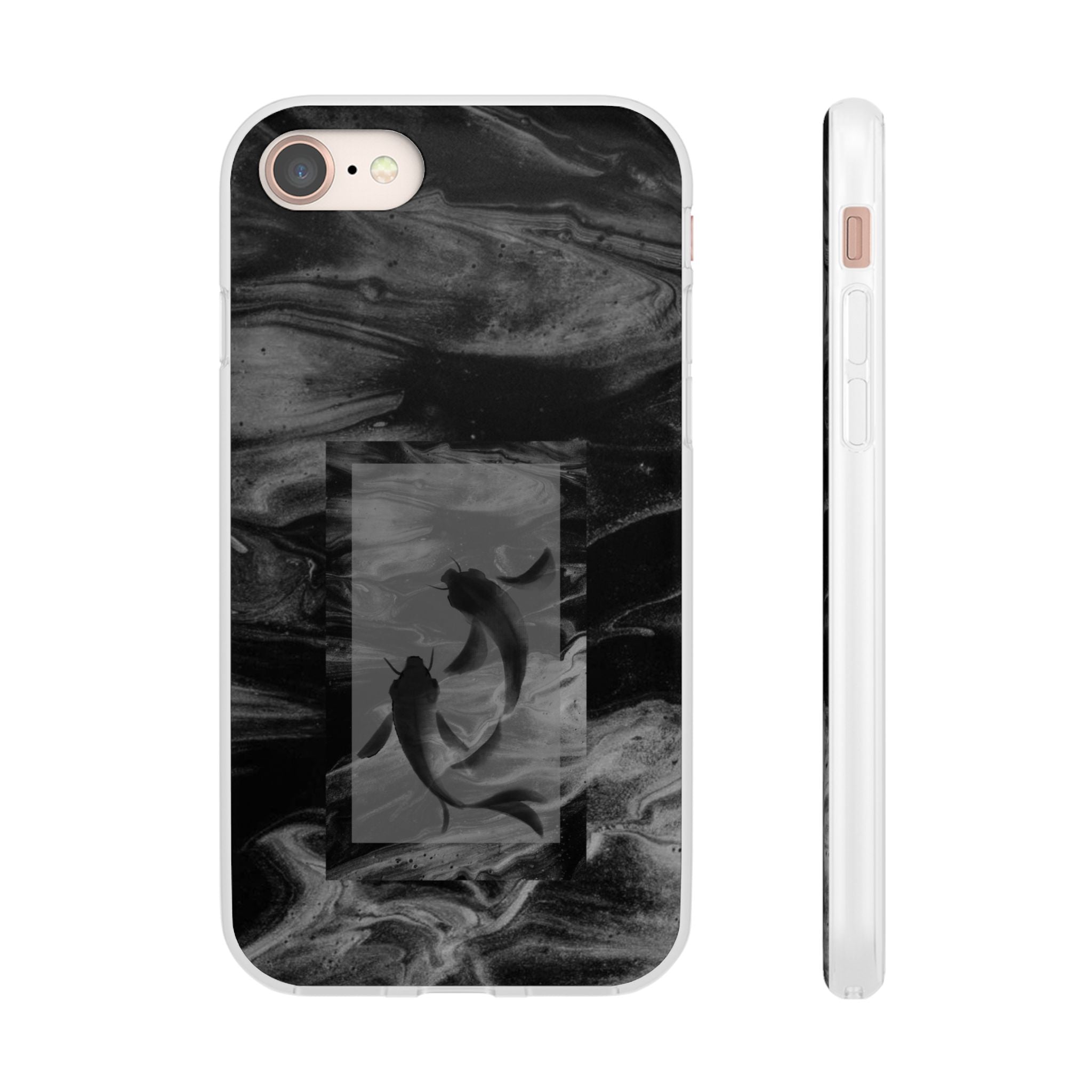 Black Koi Phone Case — Minimalist Monochrome Fish Design