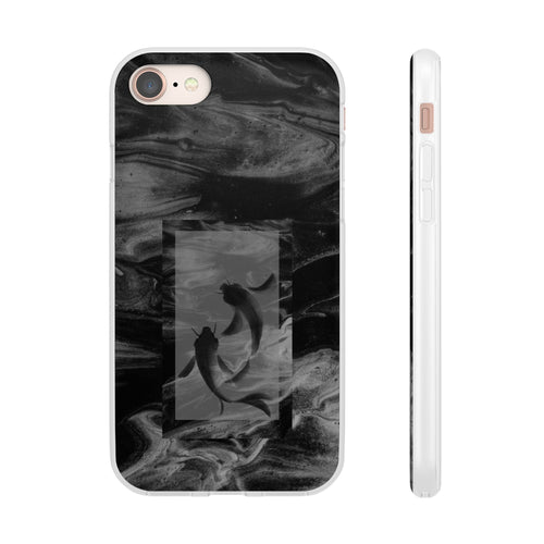 Black Koi Phone Case — Minimalist Monochrome Fish Design