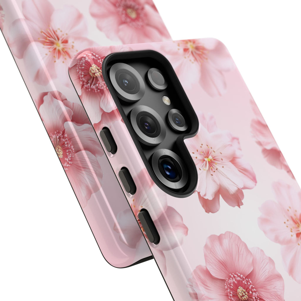 Pink Floral Tough Phone Case — Protective Sakura Blossom Design