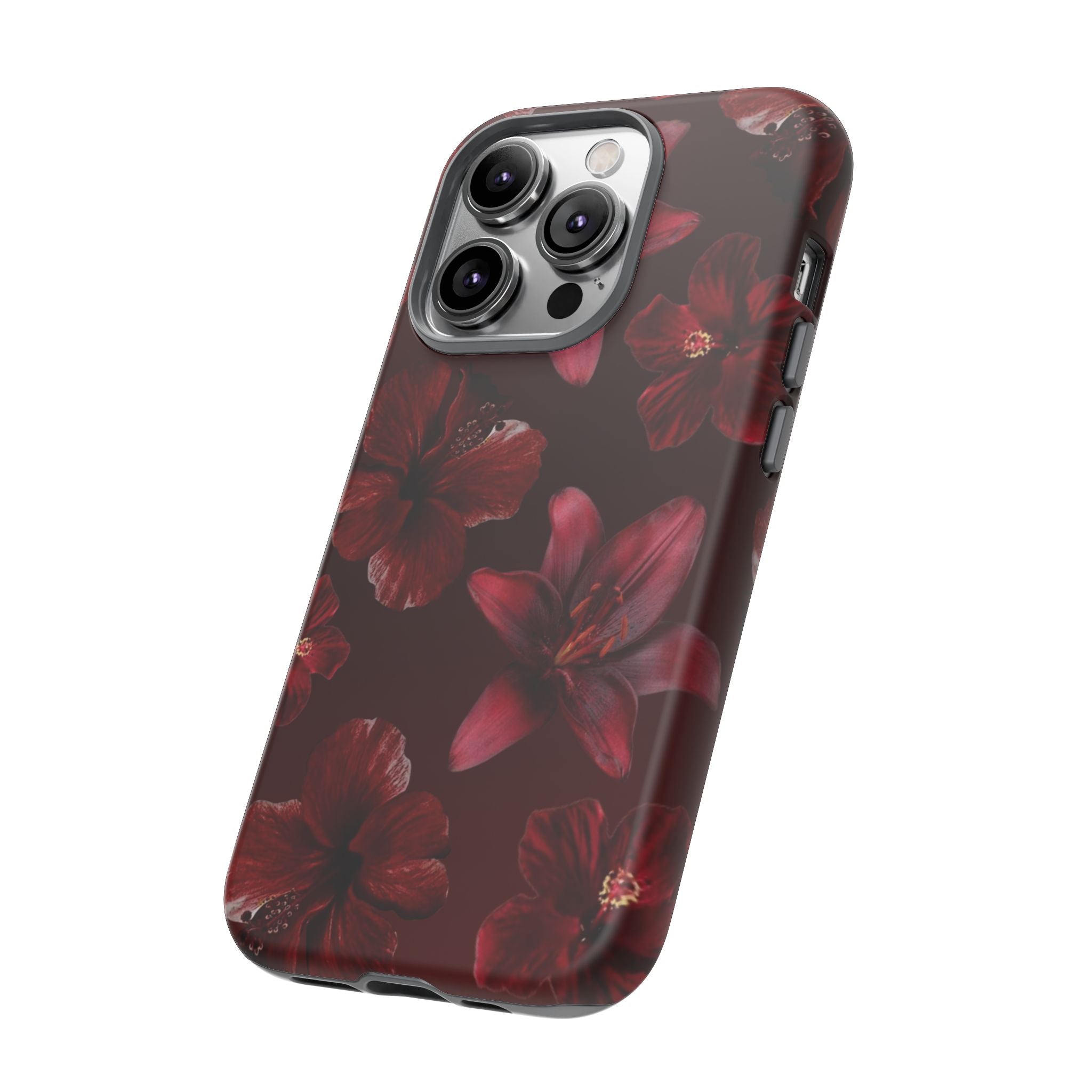 Tough Cases - Dark Red Floral Phone Case
