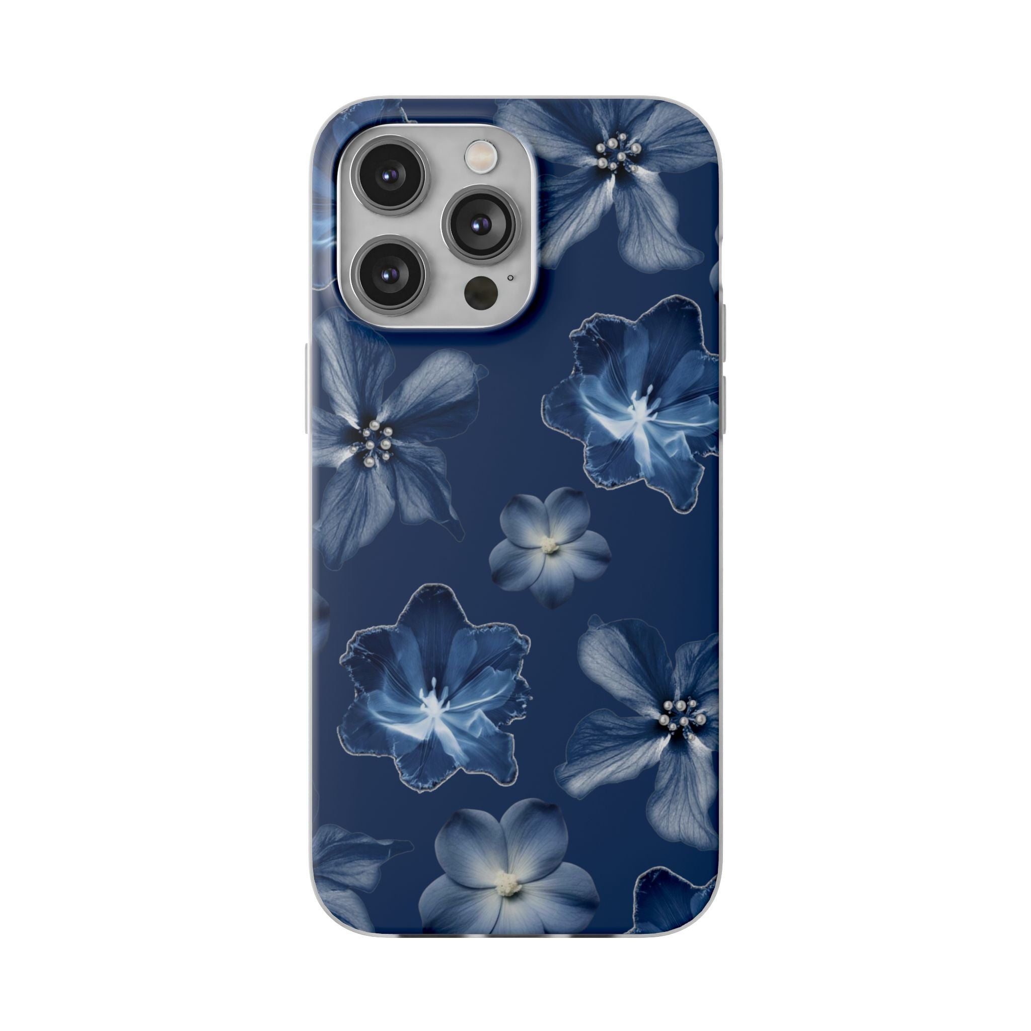 Floral Blue Phone Case — Navy Watercolor Blossom Flexi Case