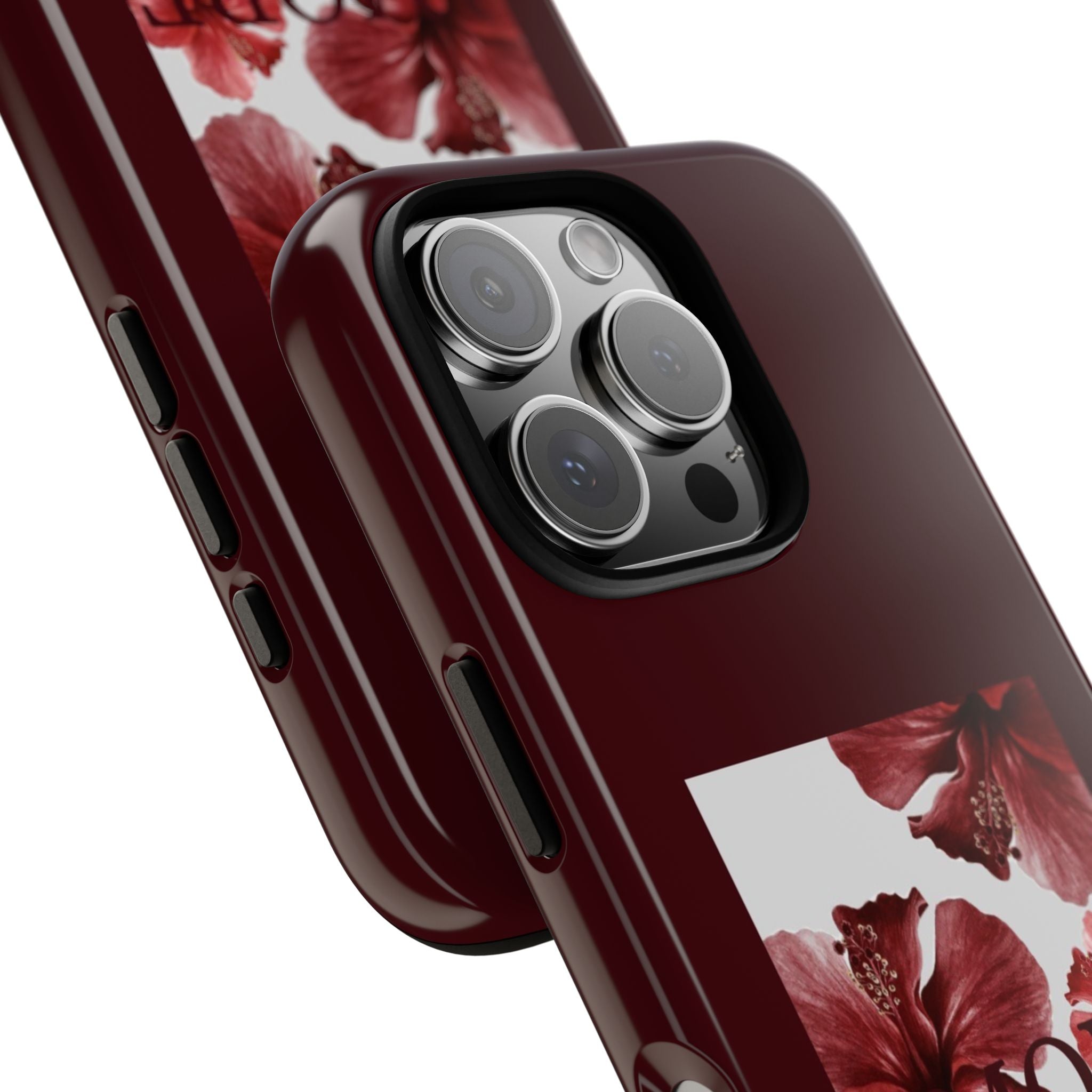 Amore Floral Phone Case — Burgundy Tough Protective Cover
