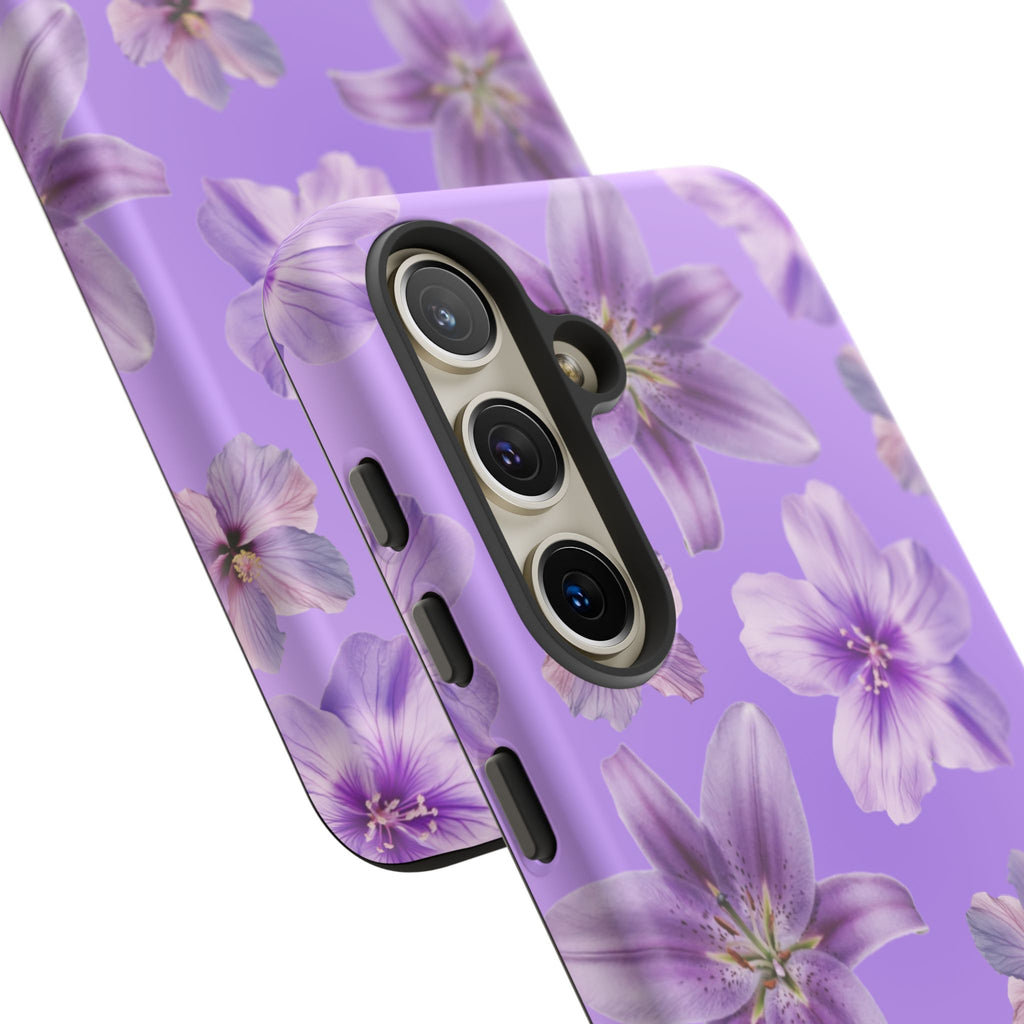 Floral Lavender Tough Phone Case – Purple Blossom Protective Cover