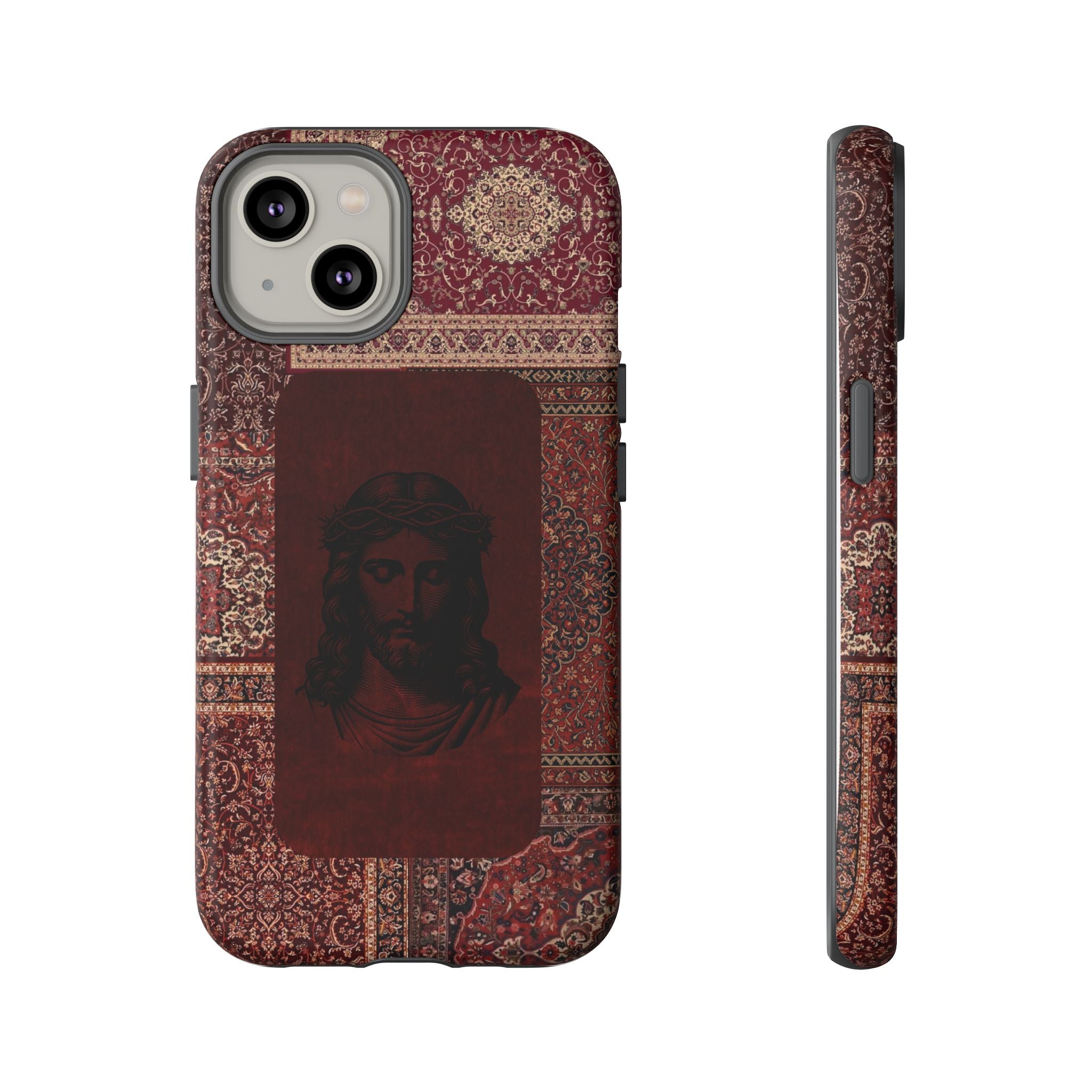 Religious Vintage Rug Phone Case — Jesus Portrait Tough Case