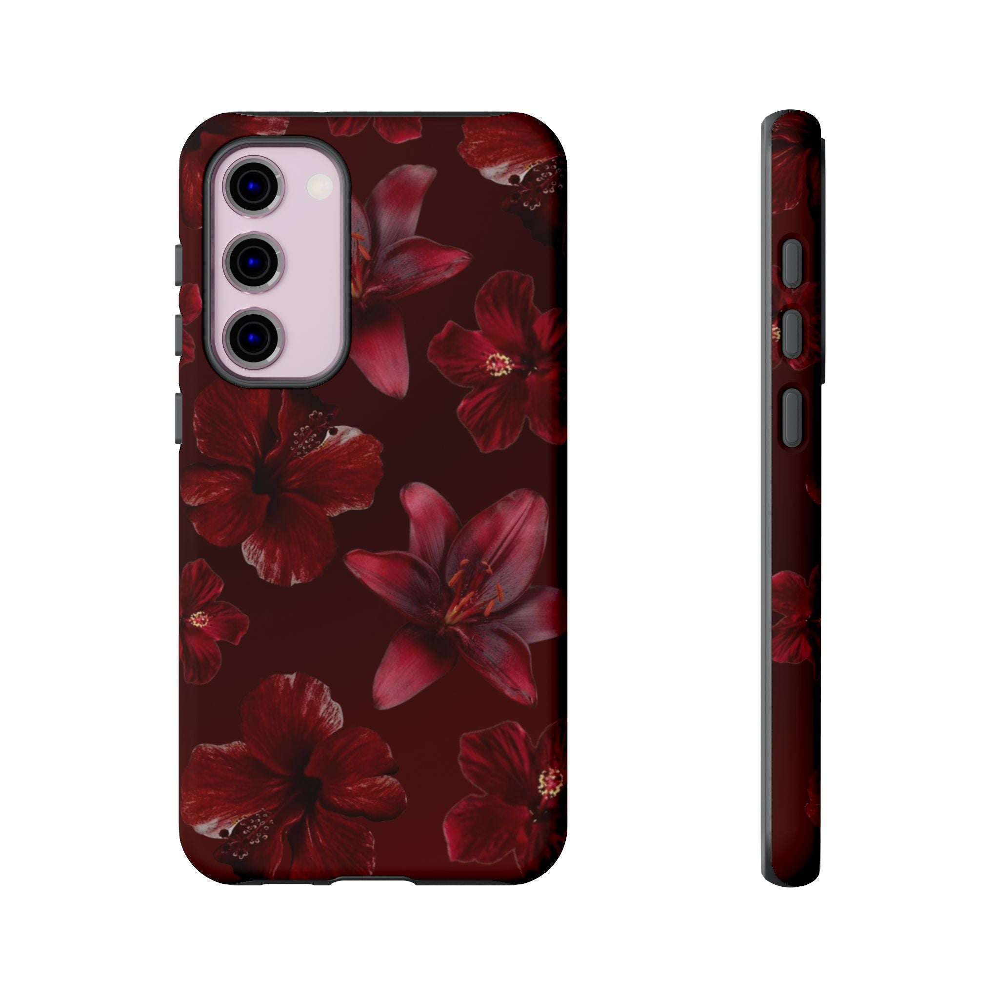 Tough Cases - Dark Red Floral Phone Case