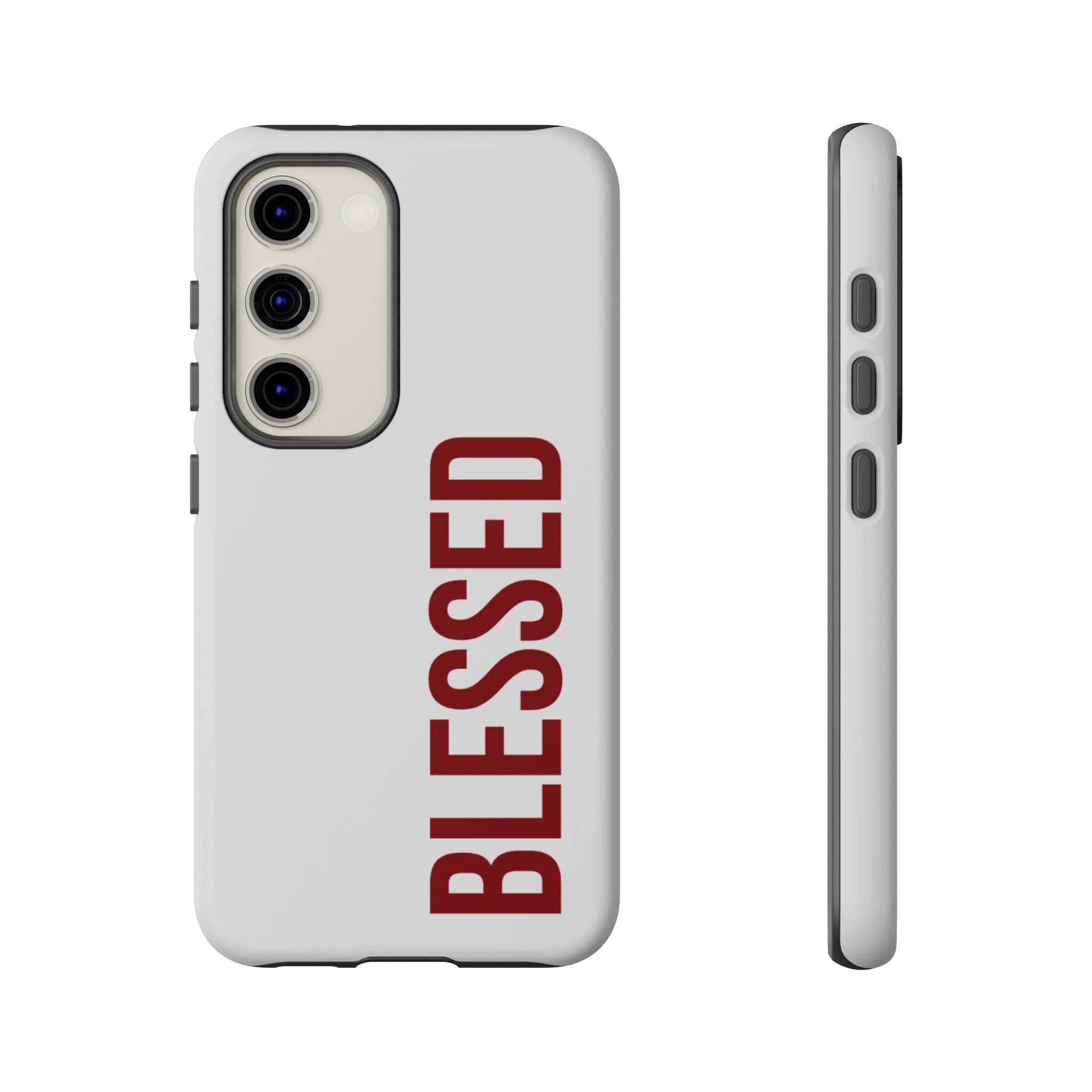 Blessed Vertical Phone Case — Protective Slim iPhone Cover with Red 'BLESSED' Text