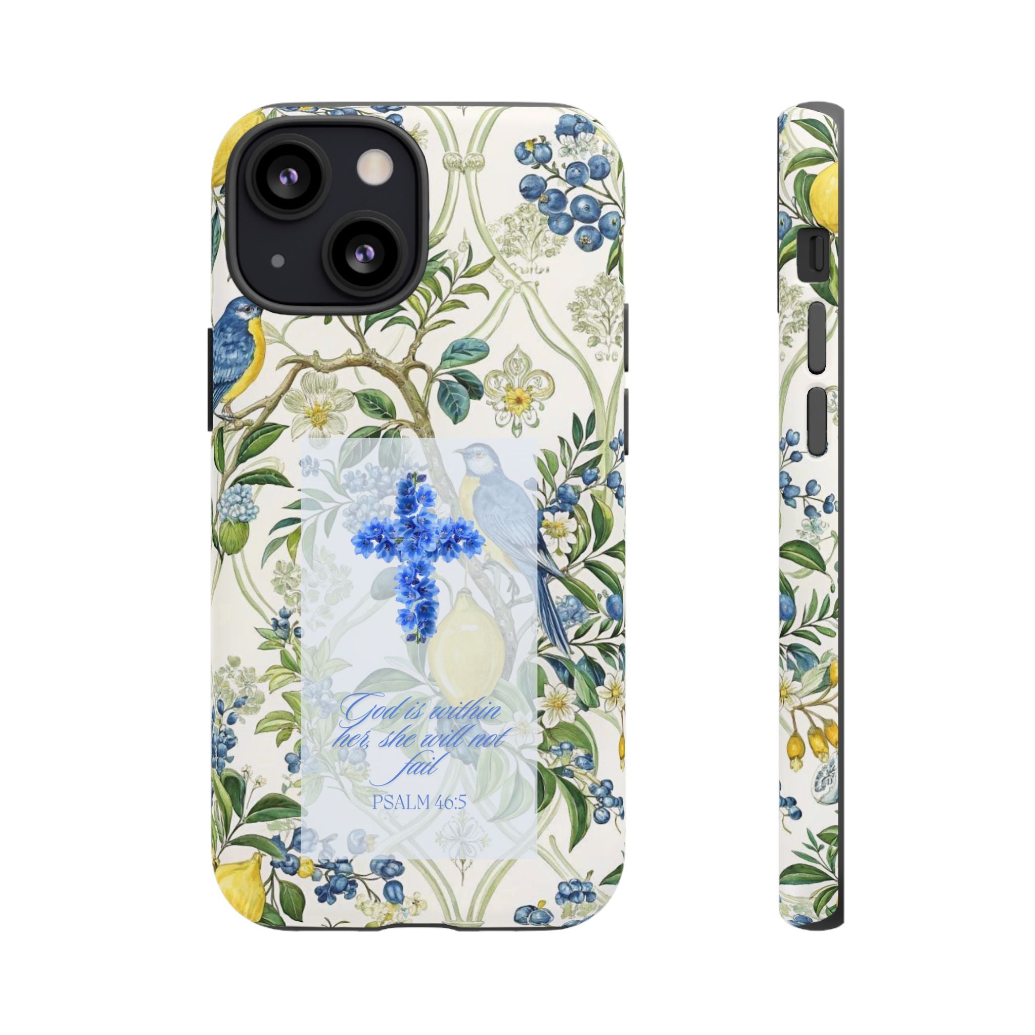 Floral Cross Tough Phone Case — Psalms Blessing Protective Cover