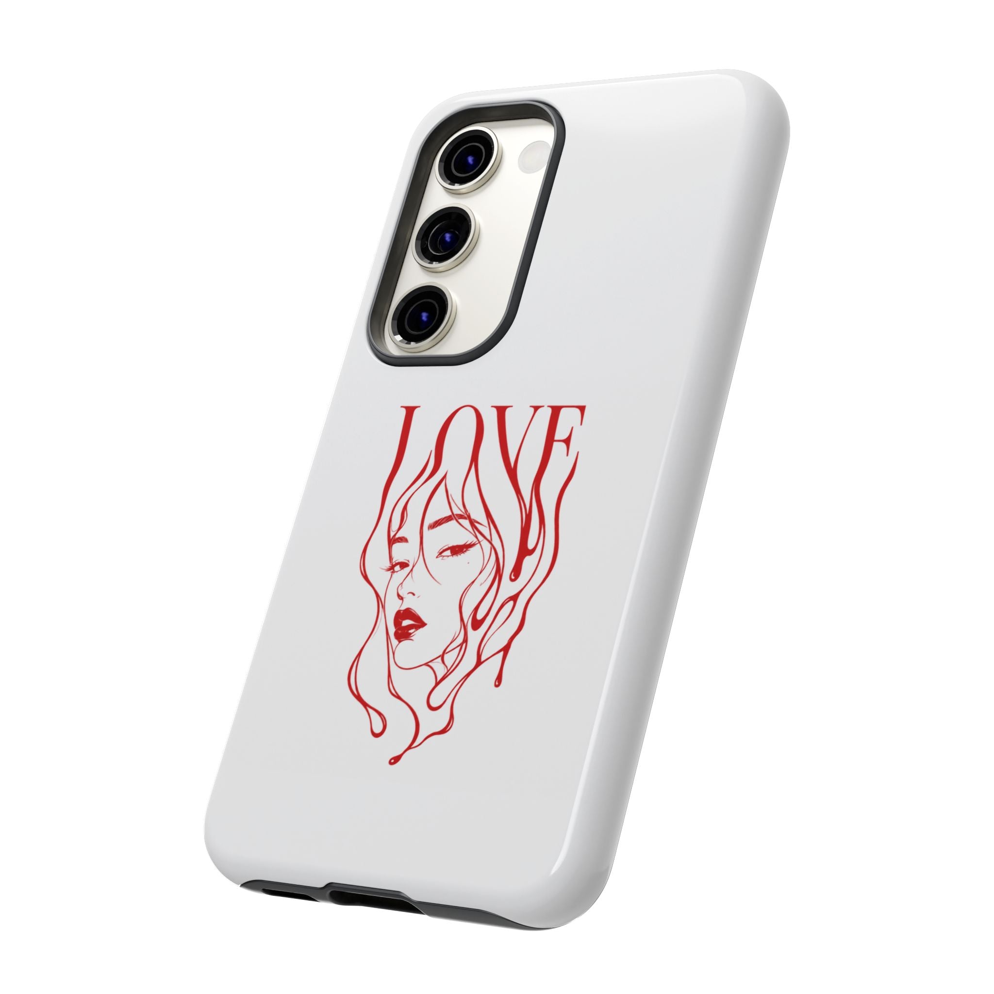 Red Line Art 'Love' Face Design - Tough Case