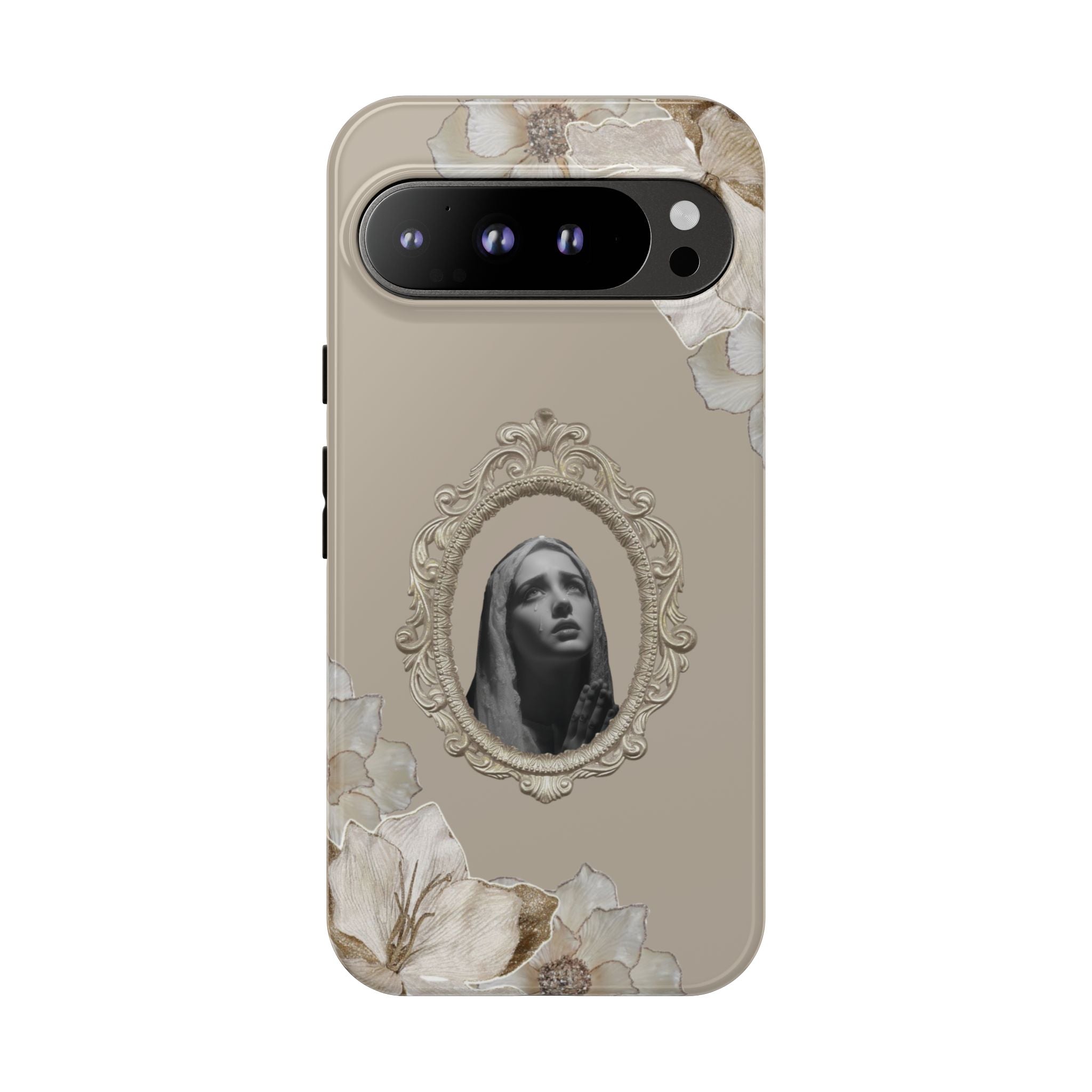 Vintage Floral Phone Case with Sacred Madonna Portrait