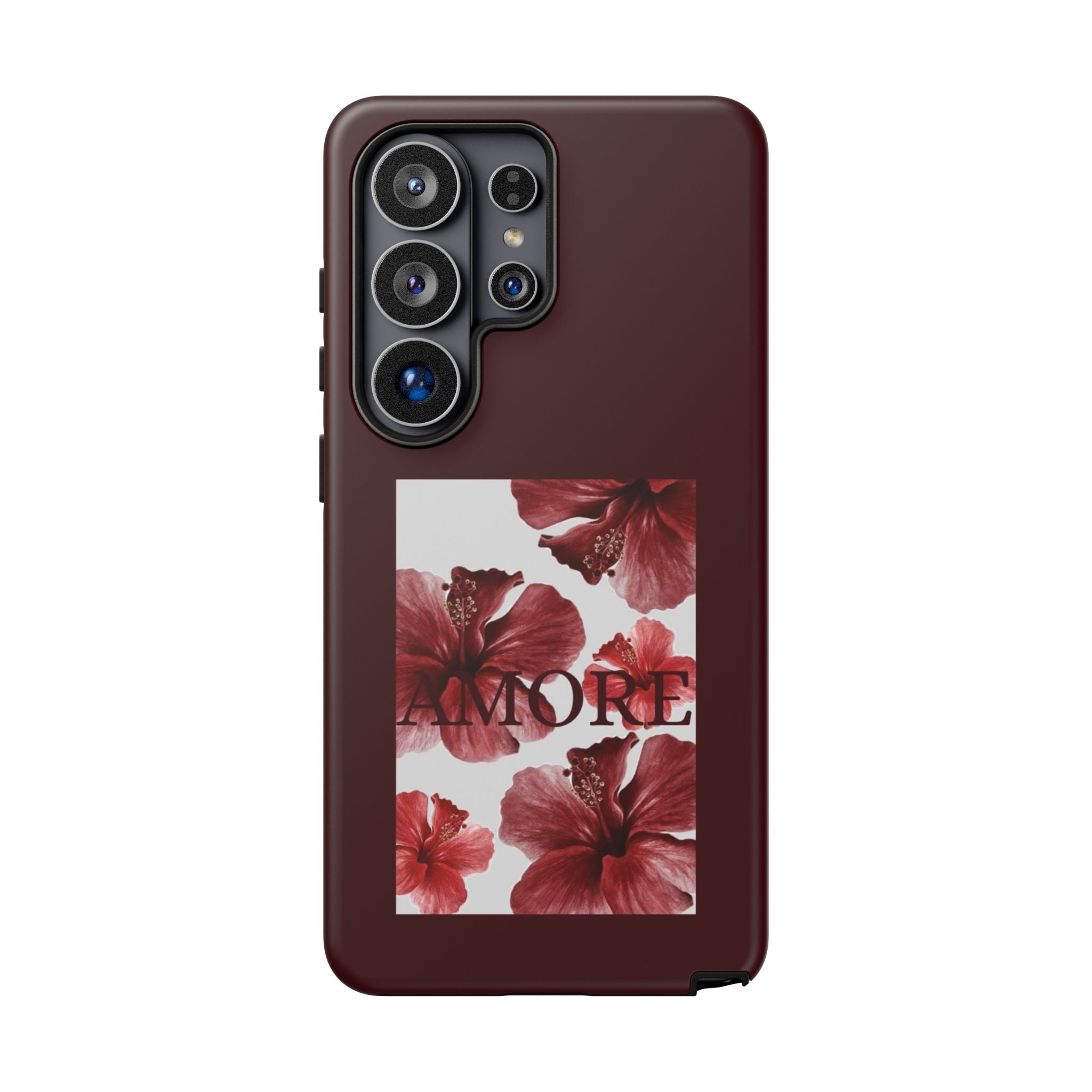 Amore Floral Phone Case — Burgundy Tough Protective Cover