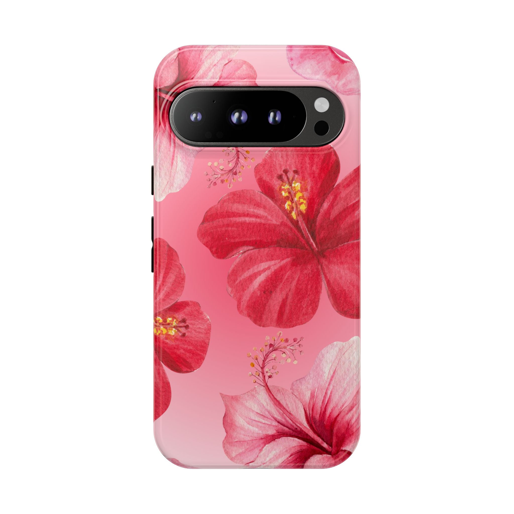 Hibiscus Pink Tough Phone Case — Floral Tropical Protective Cover