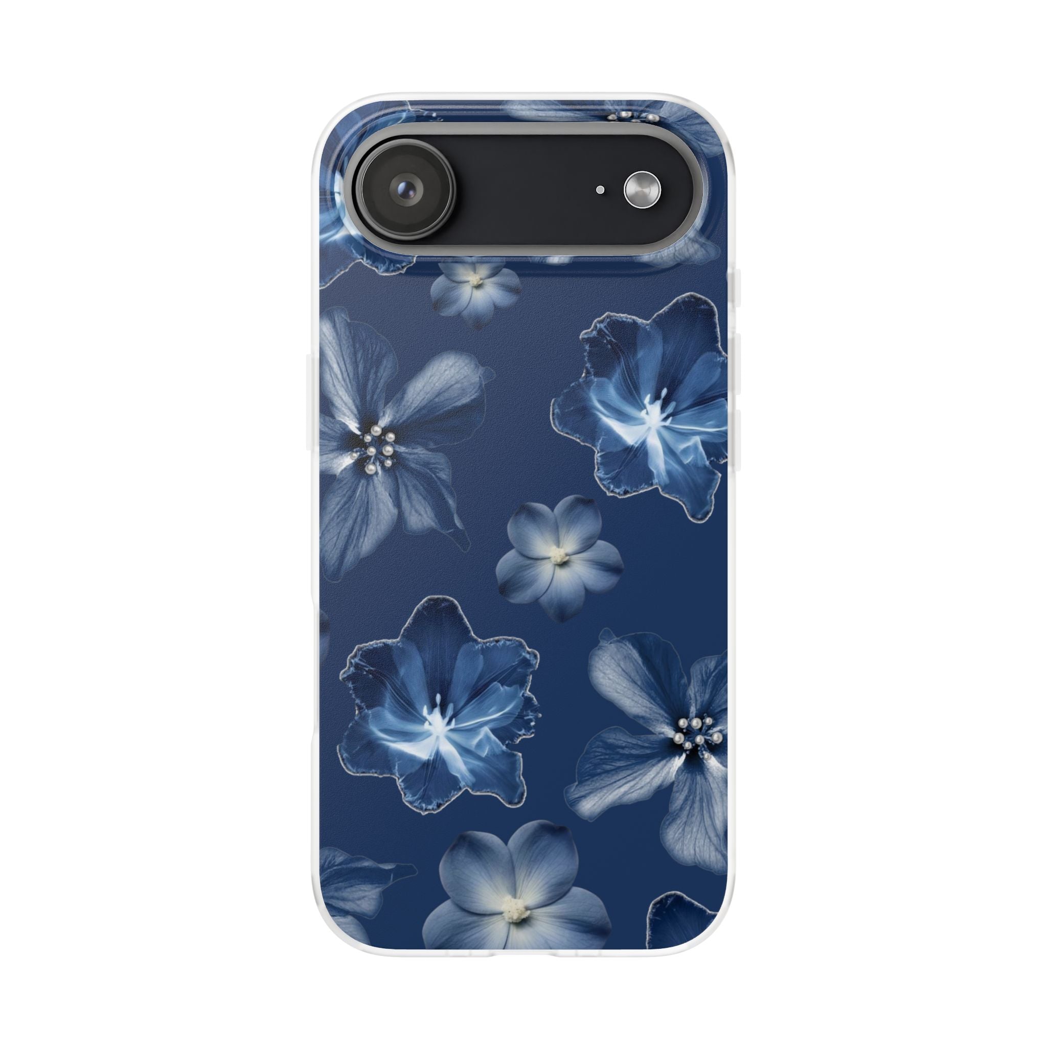 Floral Blue Phone Case — Navy Watercolor Blossom Flexi Case