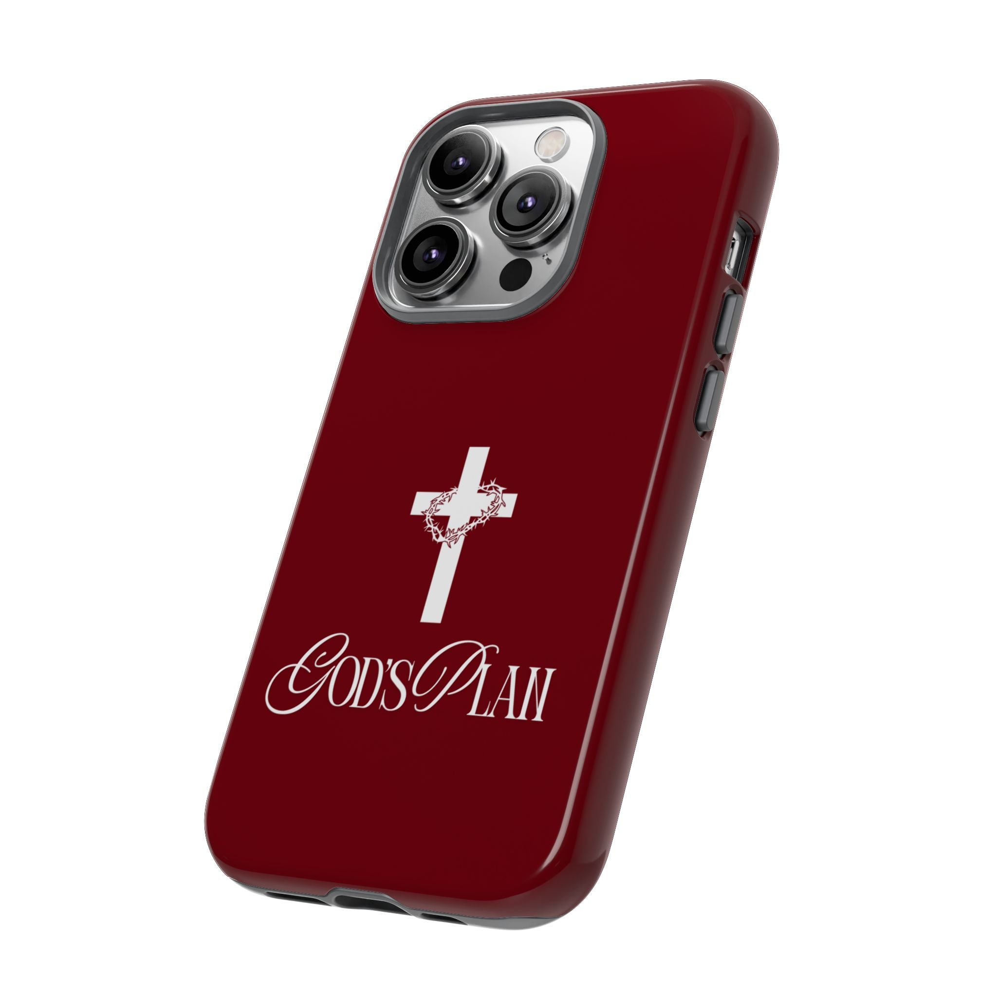 God's Plan — Christian Tough Phone Case | Cross Faith Burgundy Cover