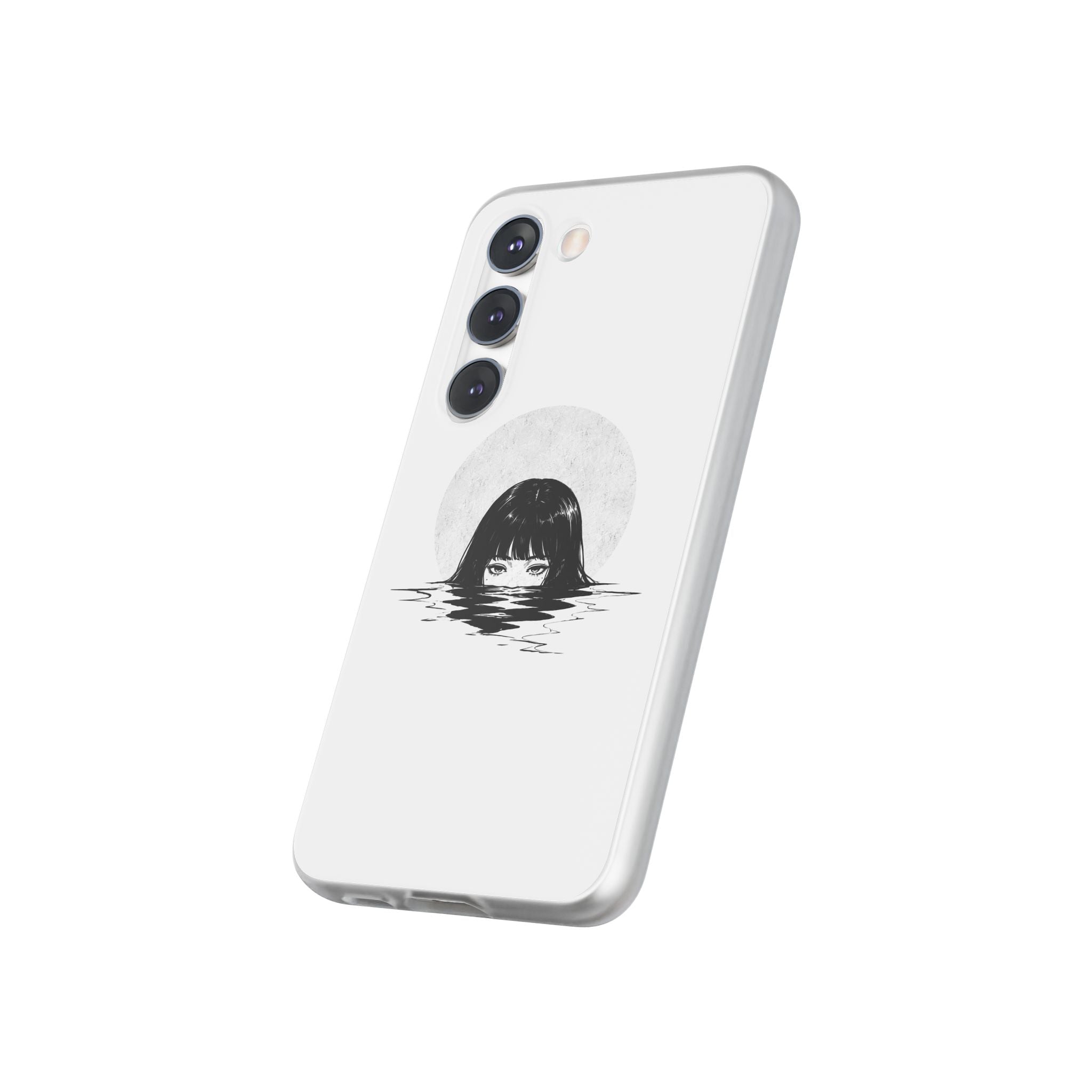 Minimalist Creepy Girl Moon Design