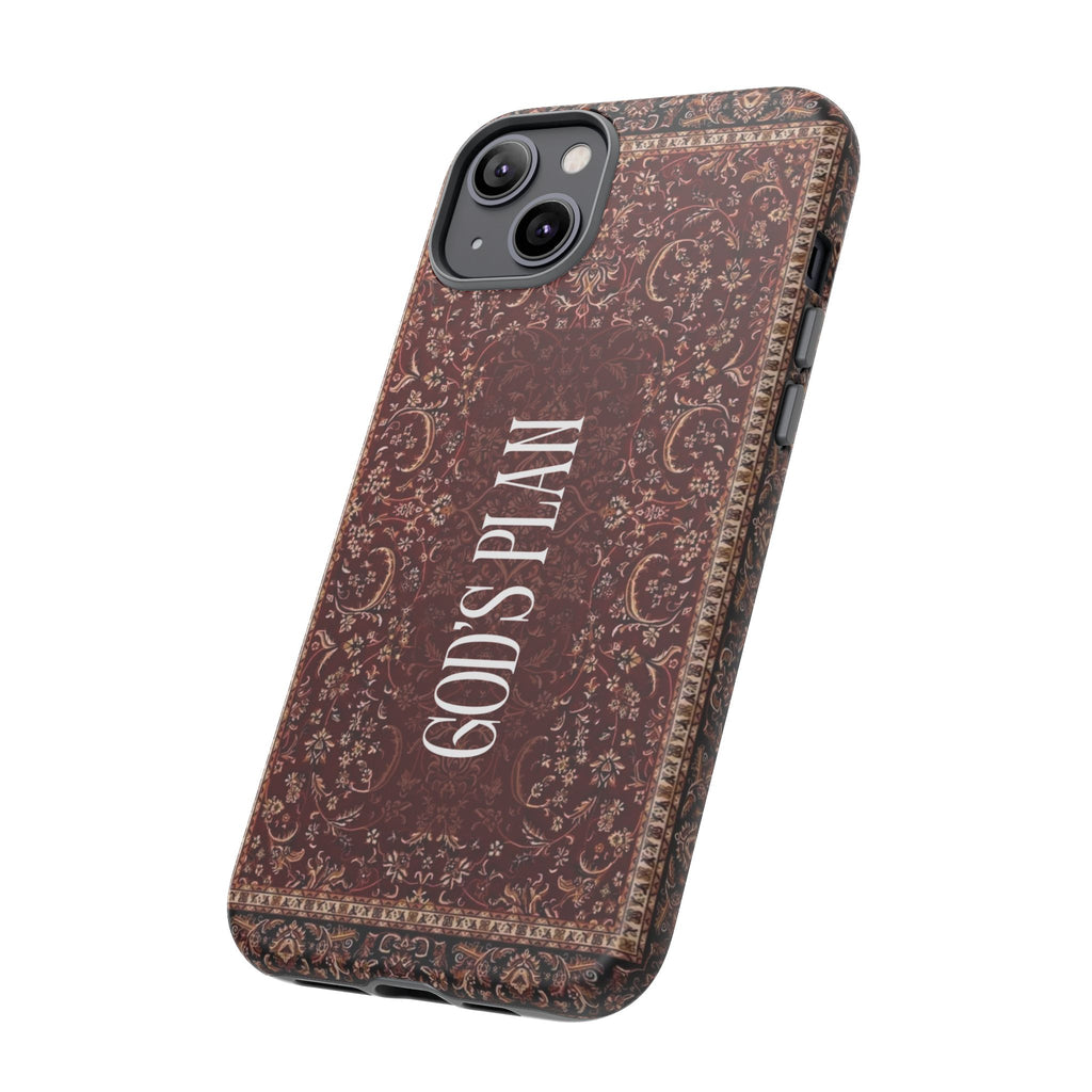 God's Plan — Vintage Tapestry Christian Tough Phone Case | Boho Faith Cover