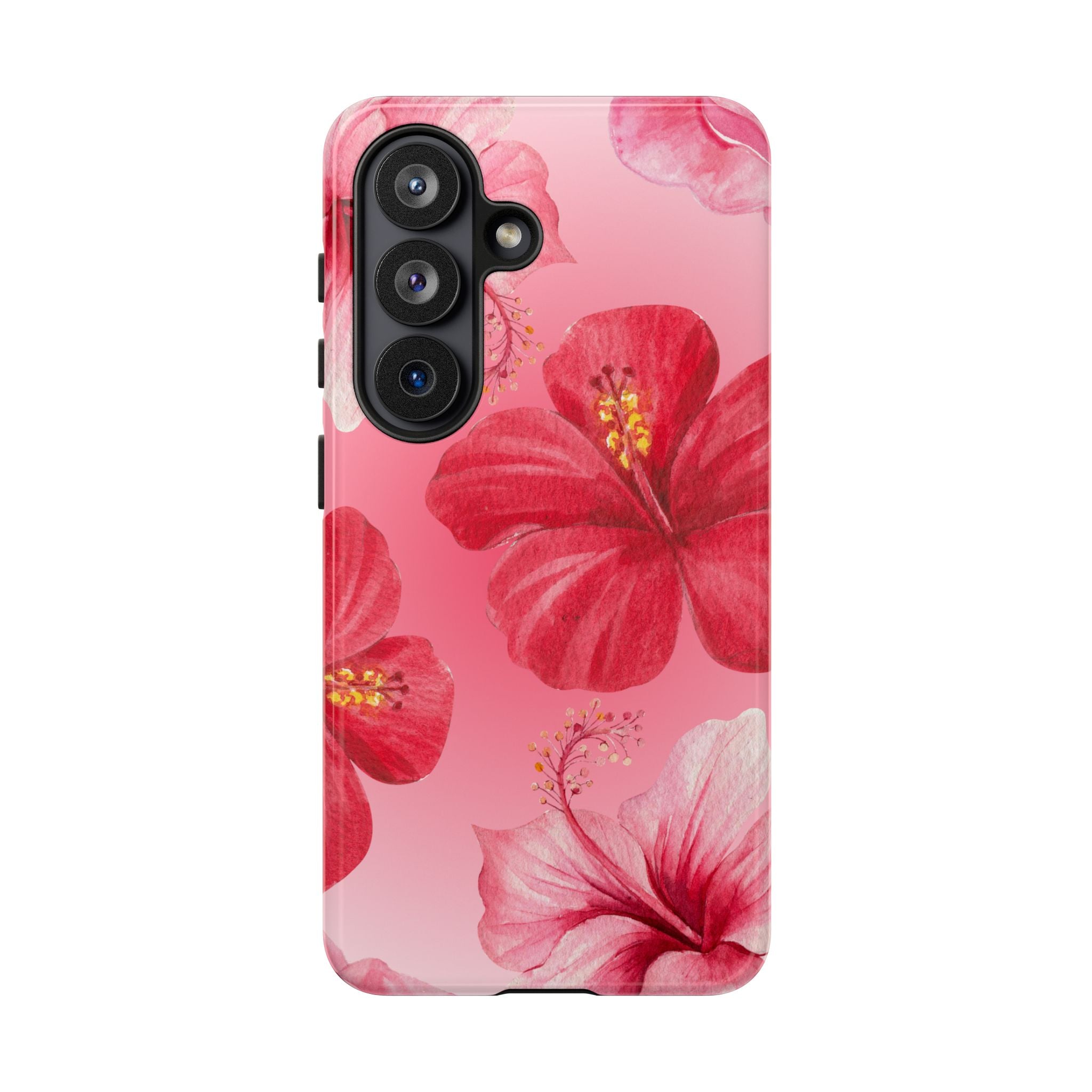 Hibiscus Pink Tough Phone Case — Floral Tropical Protective Cover