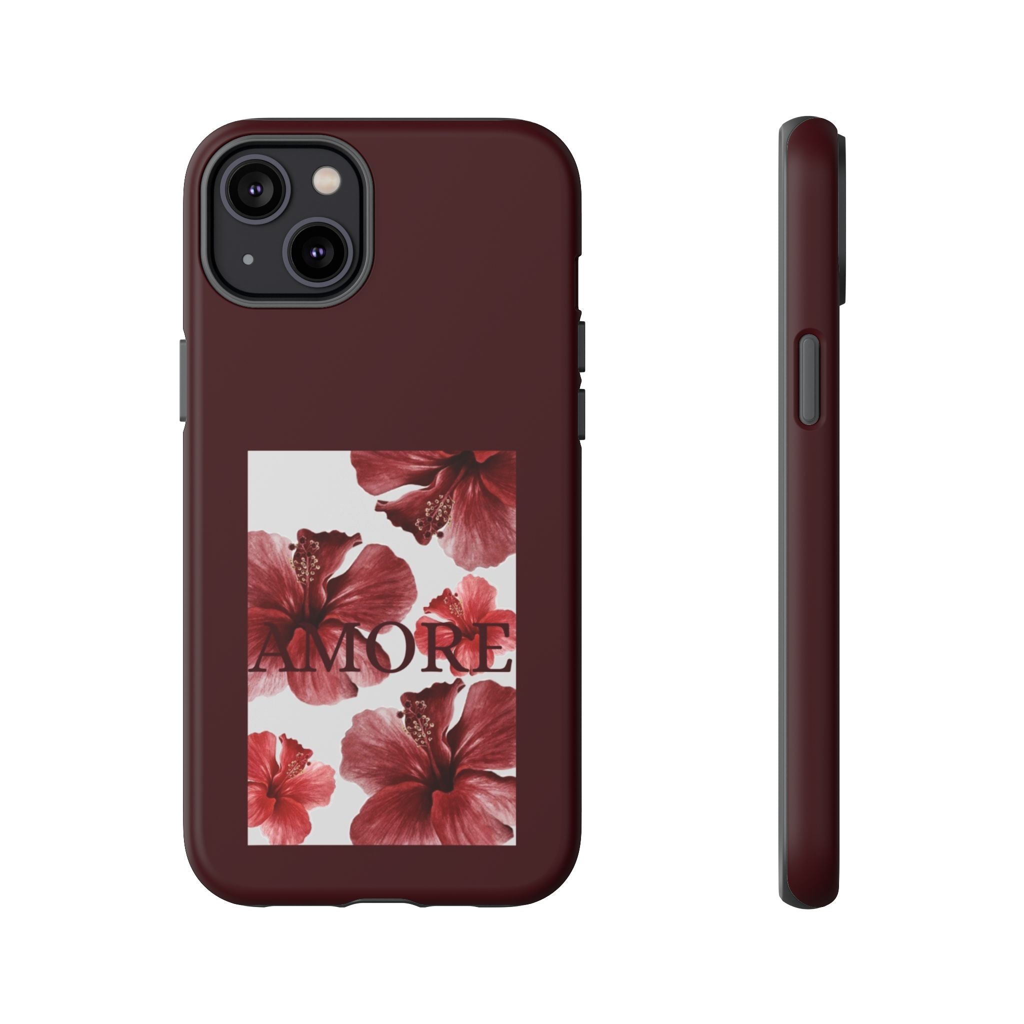 Amore Floral Phone Case — Burgundy Tough Protective Cover