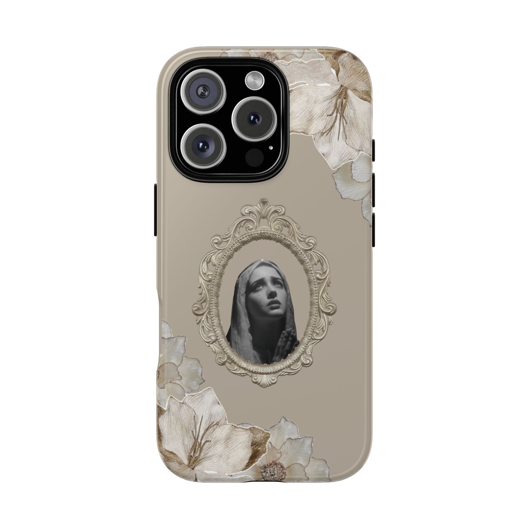 Vintage Floral Phone Case with Sacred Madonna Portrait