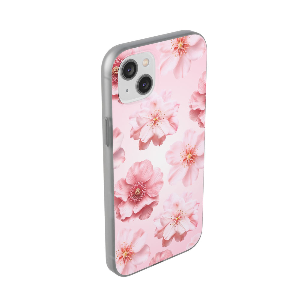 Pink Cherry Blossom Phone Case — Floral Slim Flexi Case for iPhone