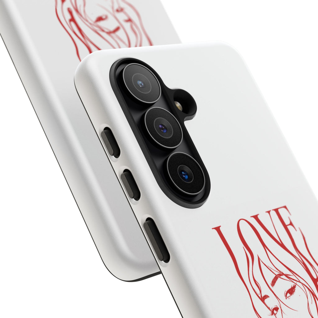 Red Line Art 'Love' Face Design - Tough Case
