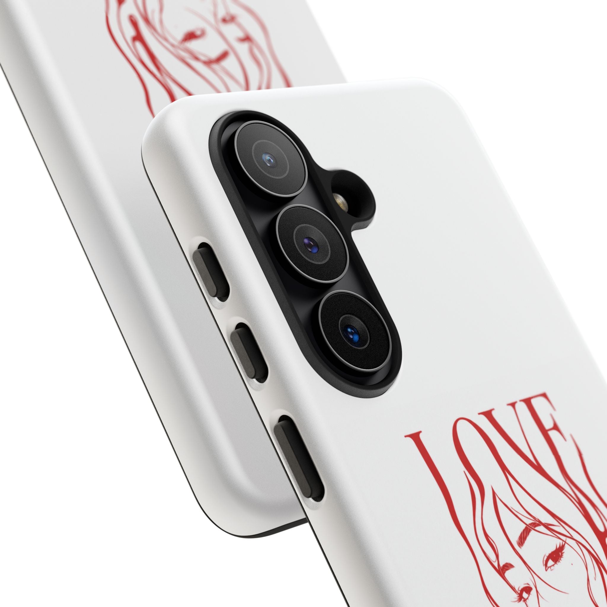 Red Line Art 'Love' Face Design - Tough Case