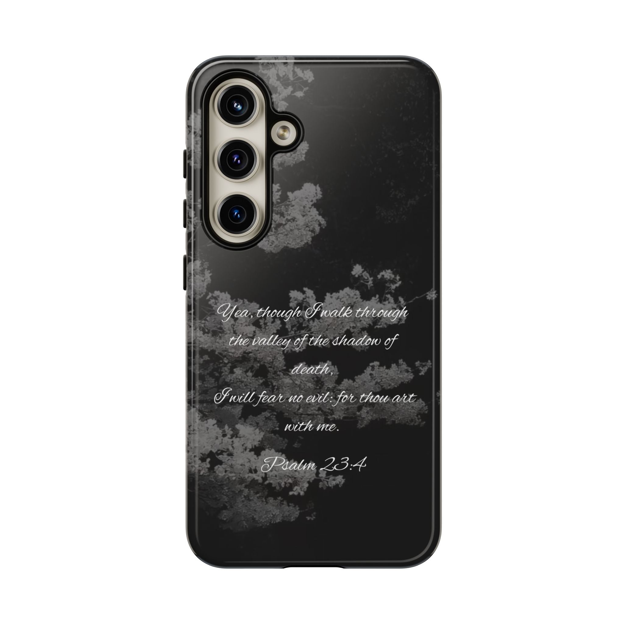 Bible Verse Phone Case — Psalm 23:4 Comfort Black Protective Cover