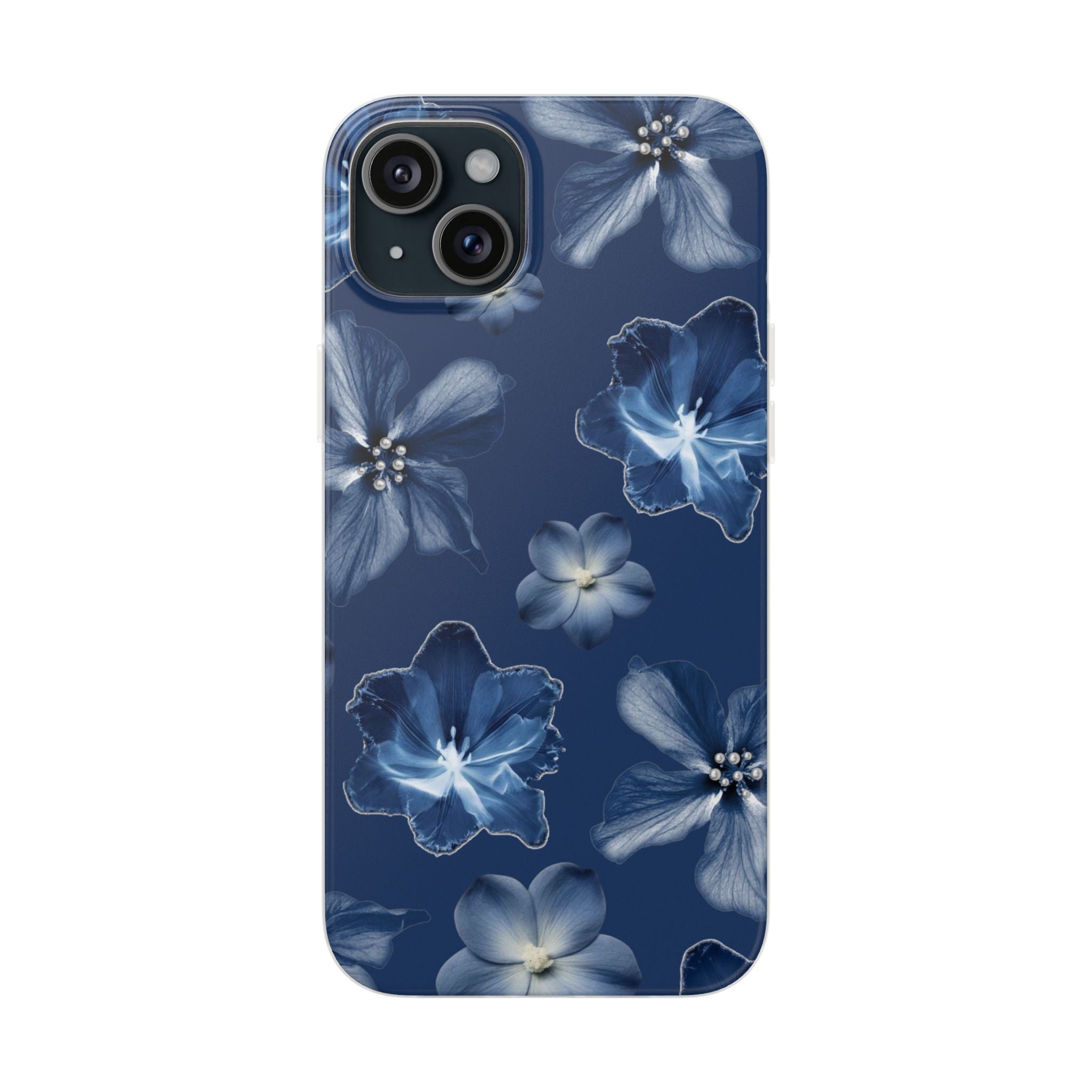 Floral Blue Phone Case — Navy Watercolor Blossom Flexi Case