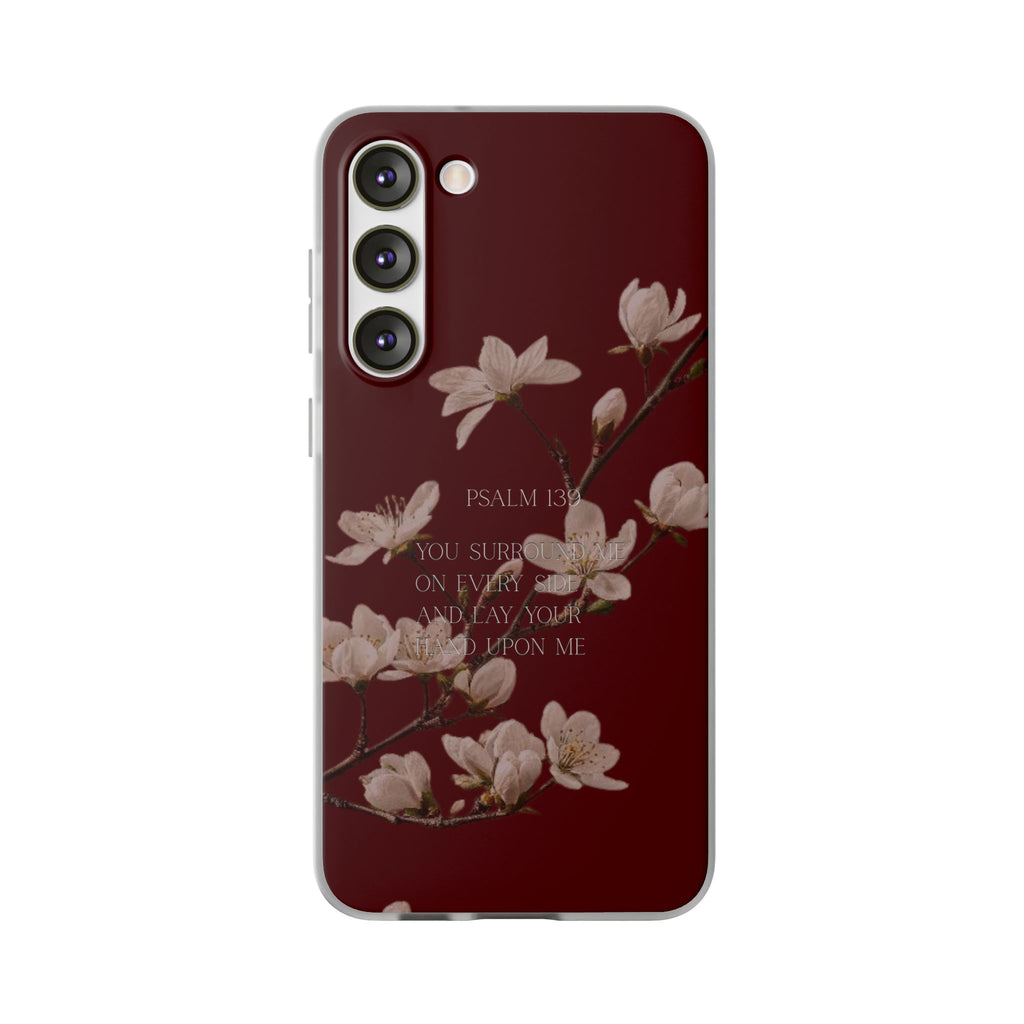 Floral Psalm Phone Case — Psalm 139 Scripture Cherry Blossom iPhone Cover