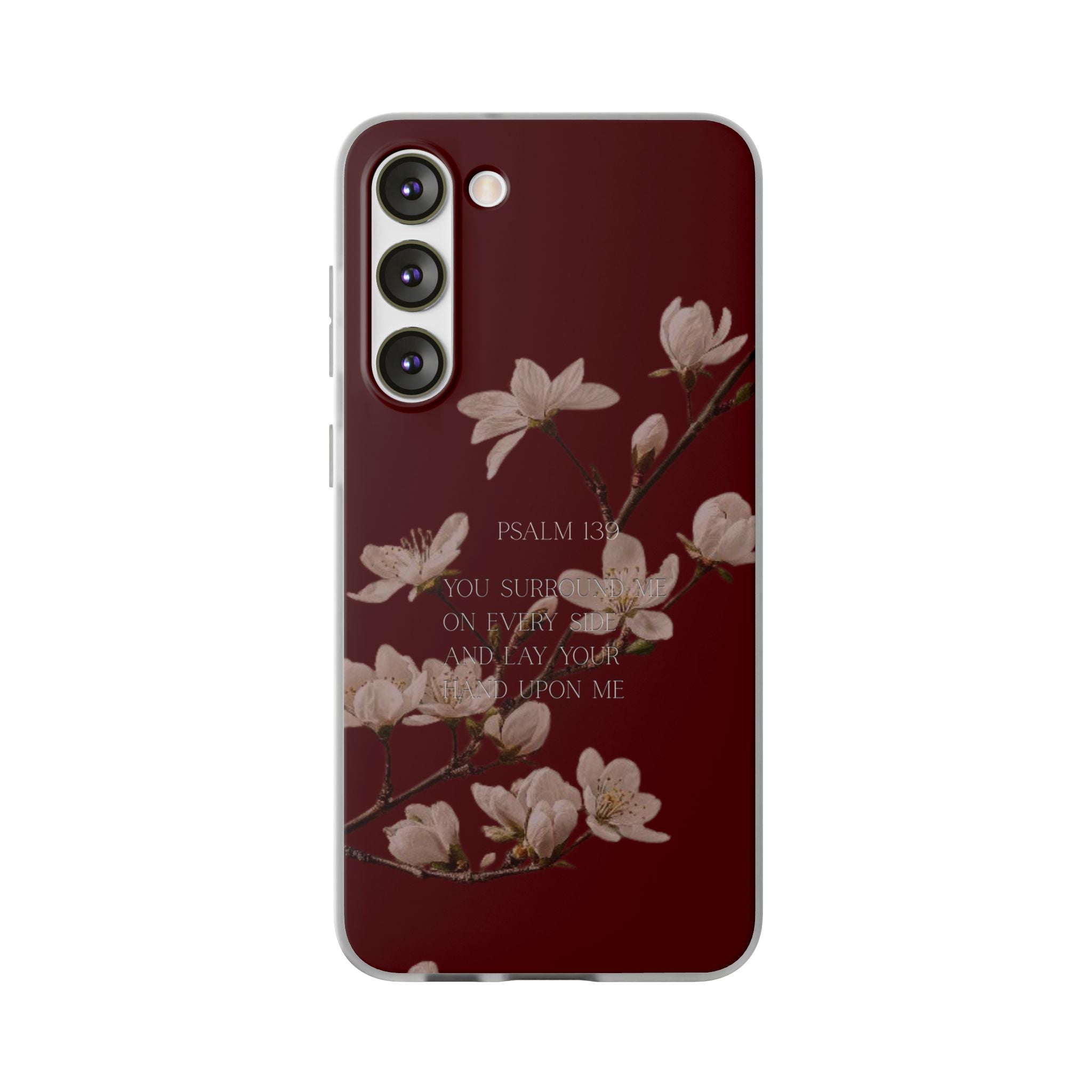 Floral Psalm Phone Case — Psalm 139 Scripture Cherry Blossom iPhone Cover