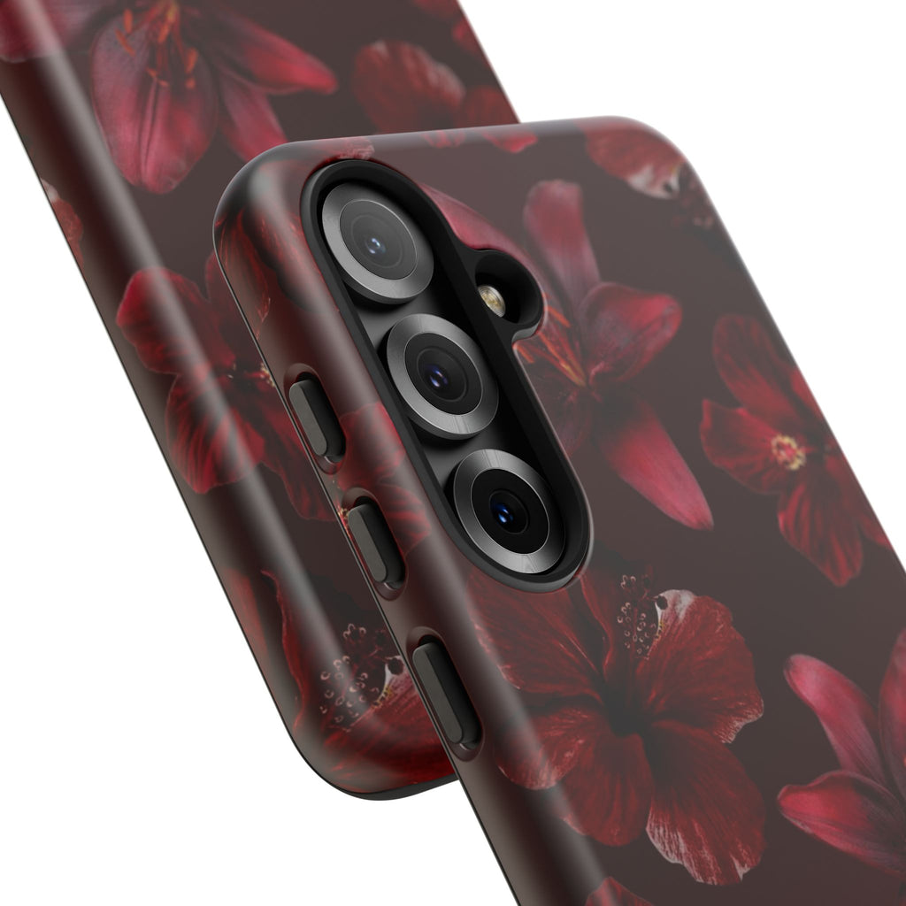 Tough Cases - Dark Red Floral Phone Case