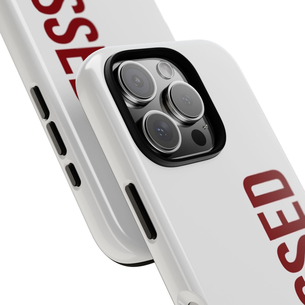 Blessed Vertical Phone Case — Protective Slim iPhone Cover with Red 'BLESSED' Text