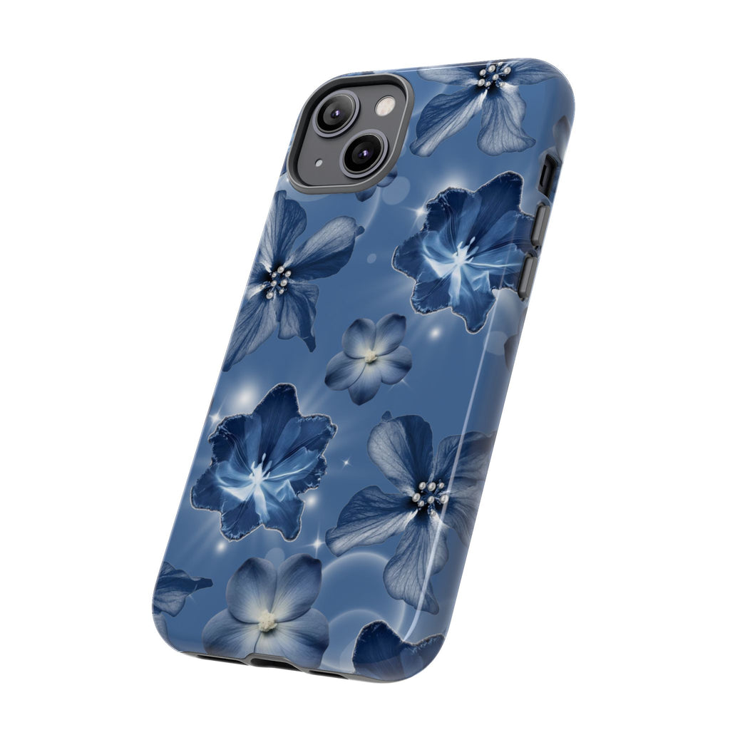 Blue Floral Tough Phone Case — Protective Blossom Design