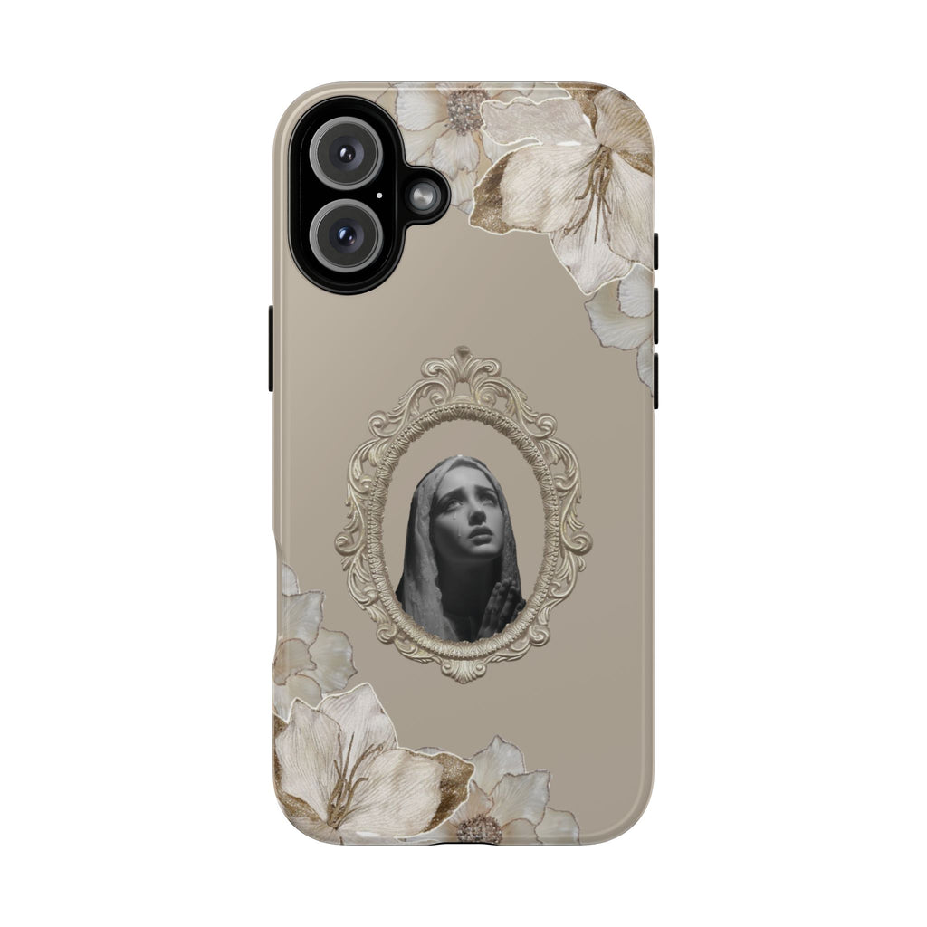 Vintage Floral Phone Case with Sacred Madonna Portrait