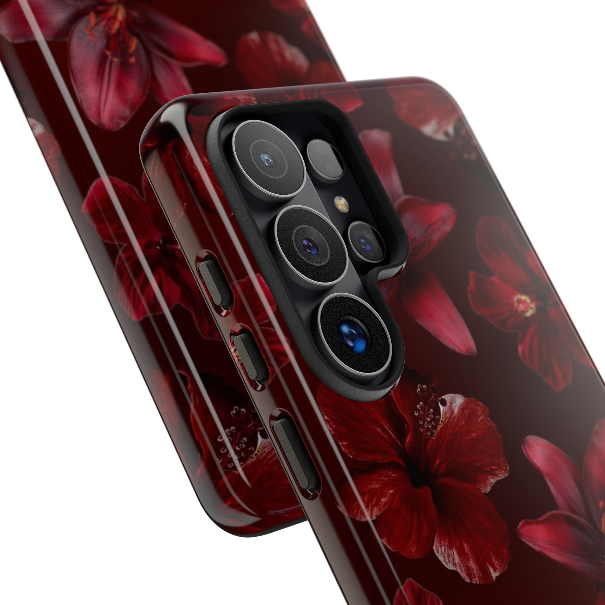 Tough Cases - Dark Red Floral Phone Case