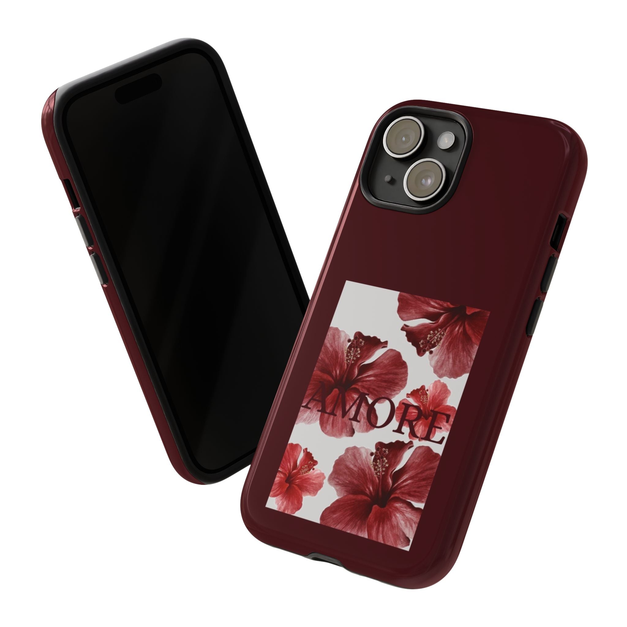 Amore Floral Phone Case — Burgundy Tough Protective Cover