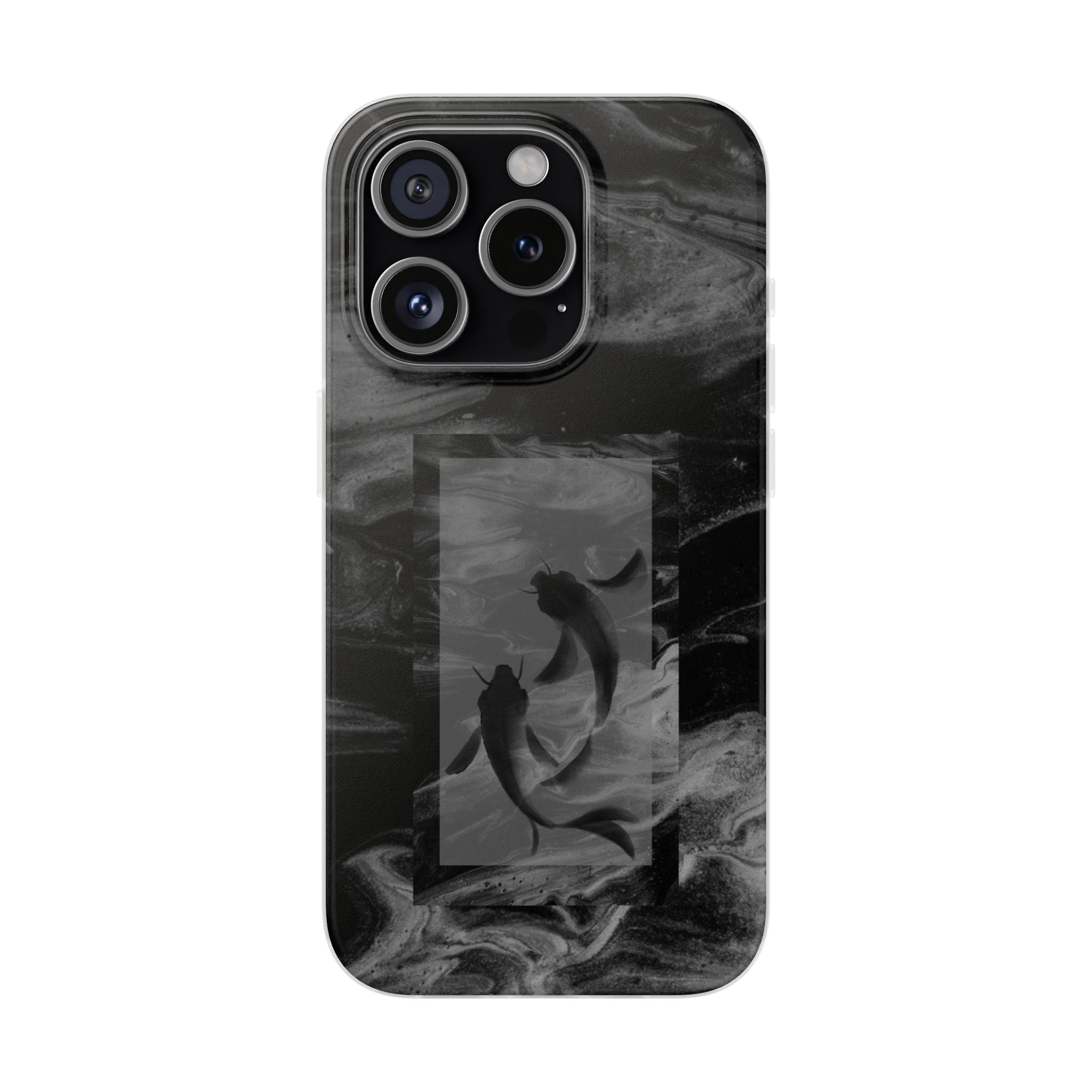 Black Koi Phone Case — Minimalist Monochrome Fish Design