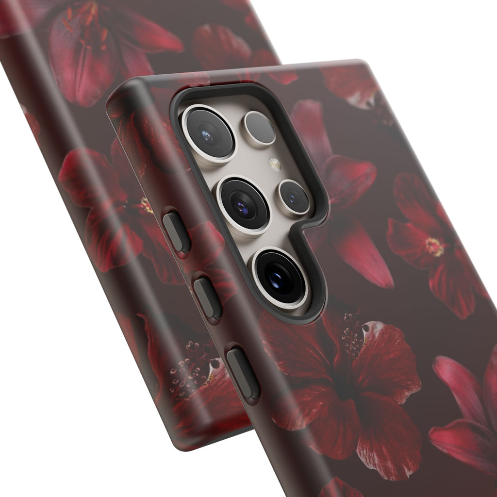 Tough Cases - Dark Red Floral Phone Case