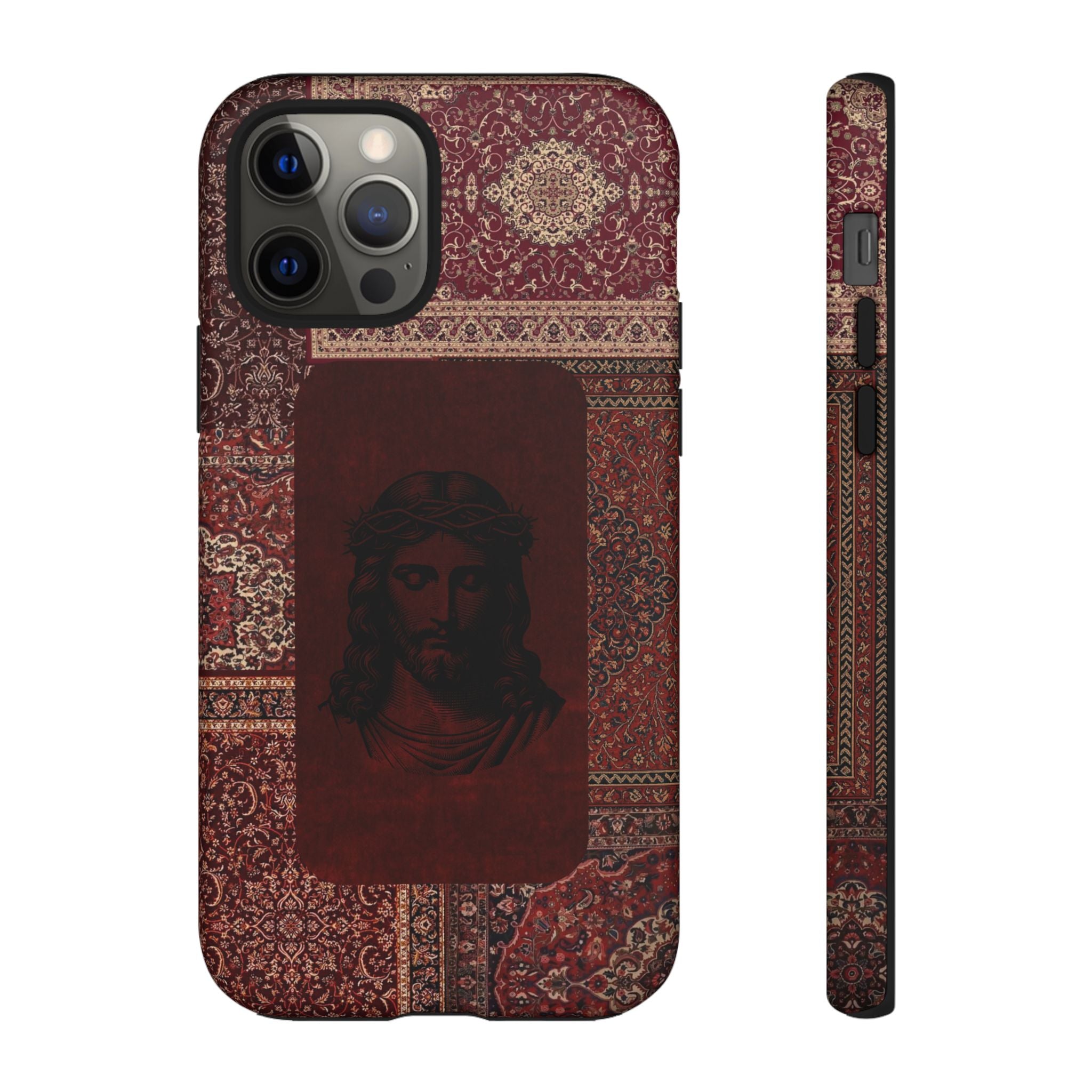 Religious Vintage Rug Phone Case — Jesus Portrait Tough Case