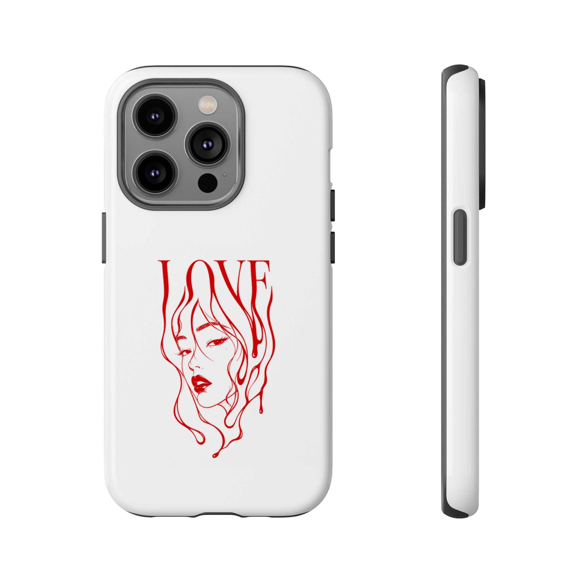 Red Line Art 'Love' Face Design - Tough Case