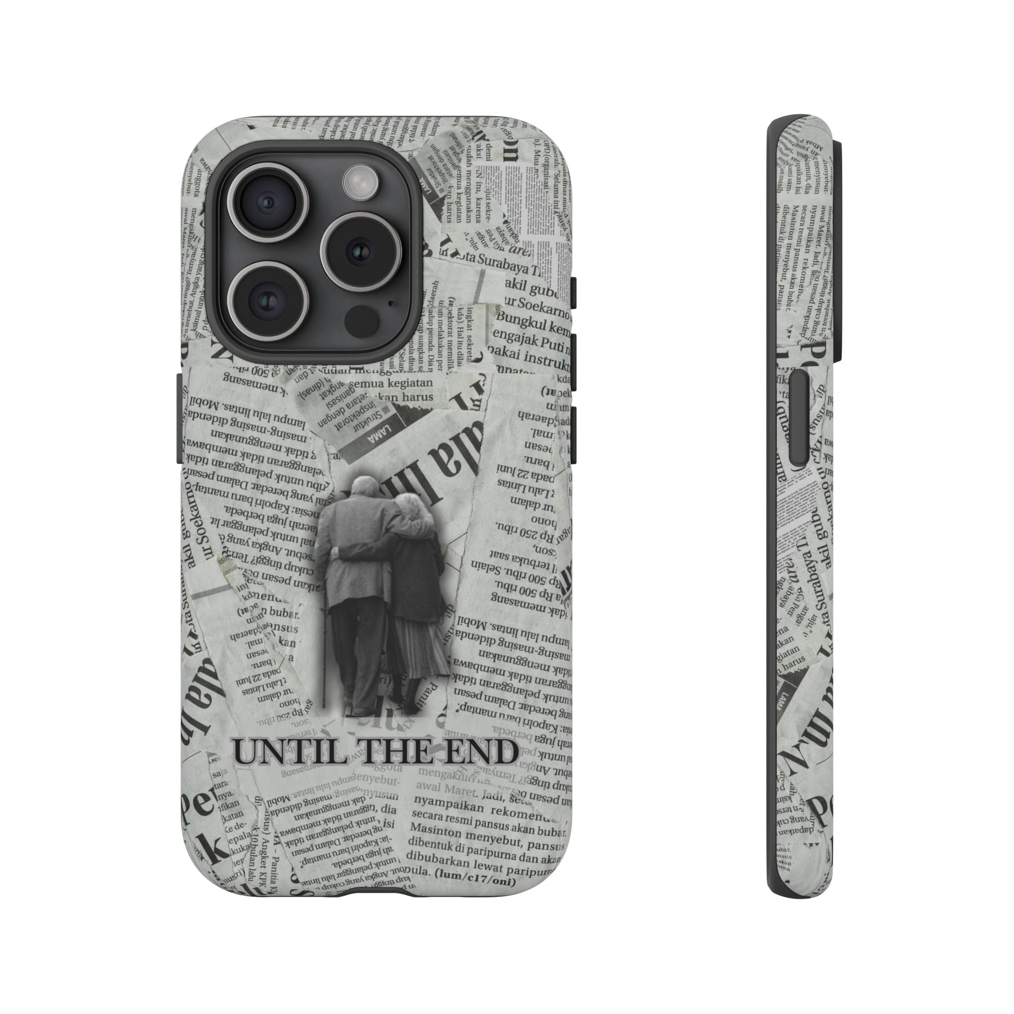 Until the End Newspaper Collage Phone Case