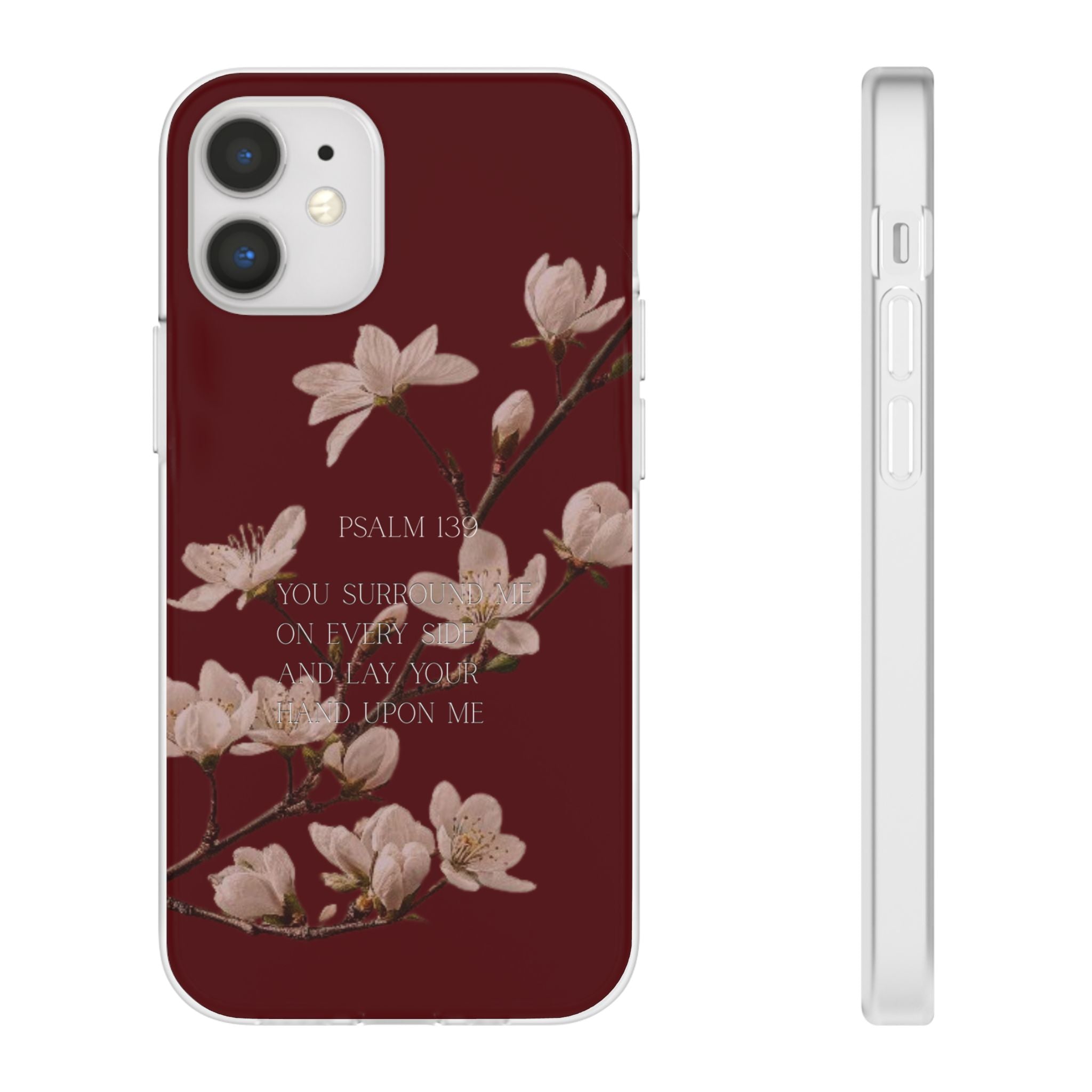 Floral Psalm Phone Case — Psalm 139 Scripture Cherry Blossom iPhone Cover