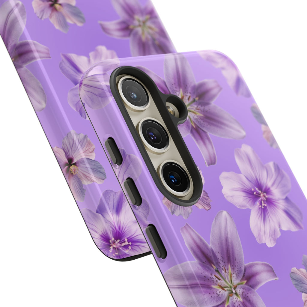 Floral Lavender Tough Phone Case – Purple Blossom Protective Cover