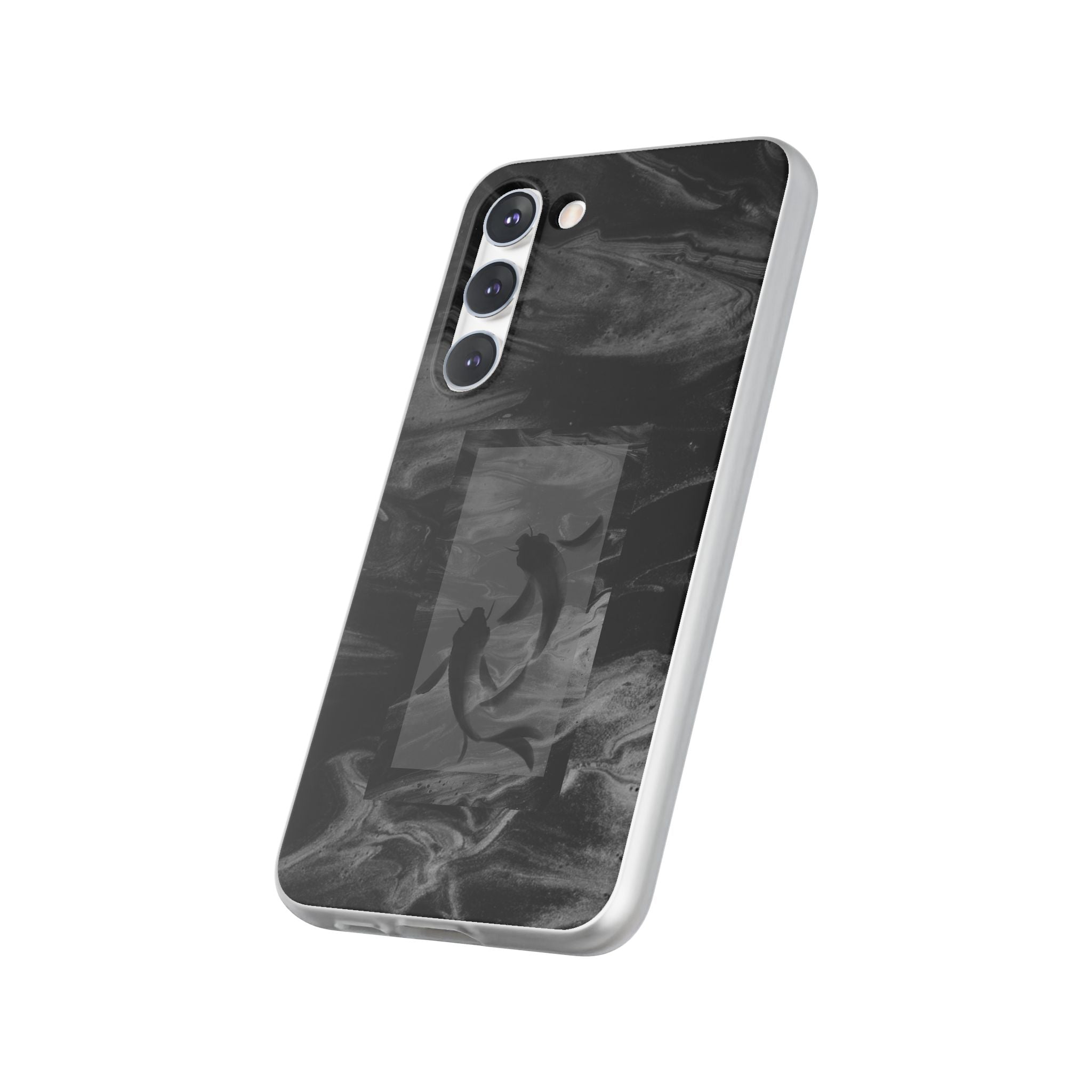 Black Koi Phone Case — Minimalist Monochrome Fish Design