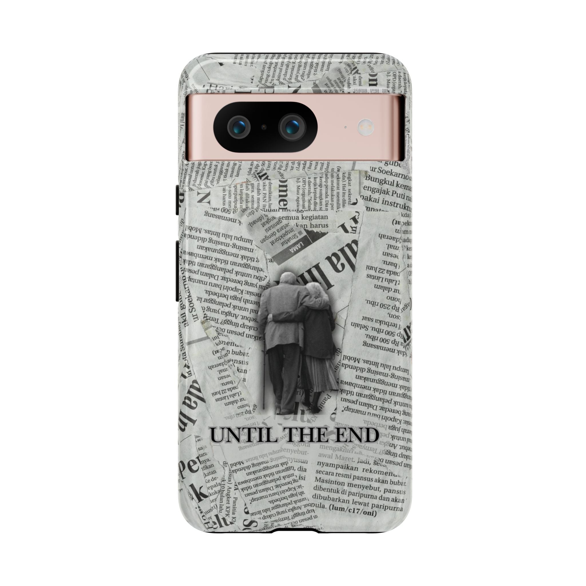 Until the End Newspaper Collage Phone Case