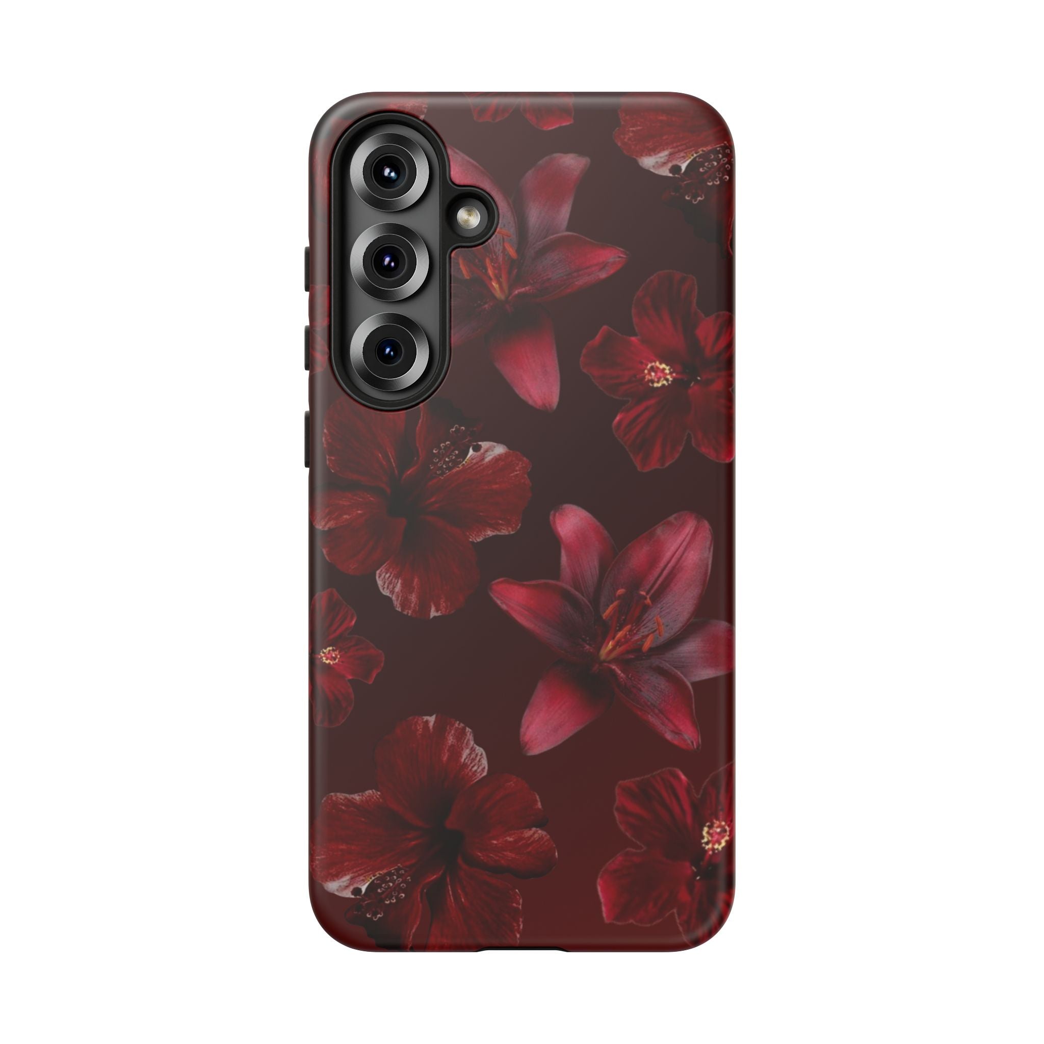 Tough Cases - Dark Red Floral Phone Case