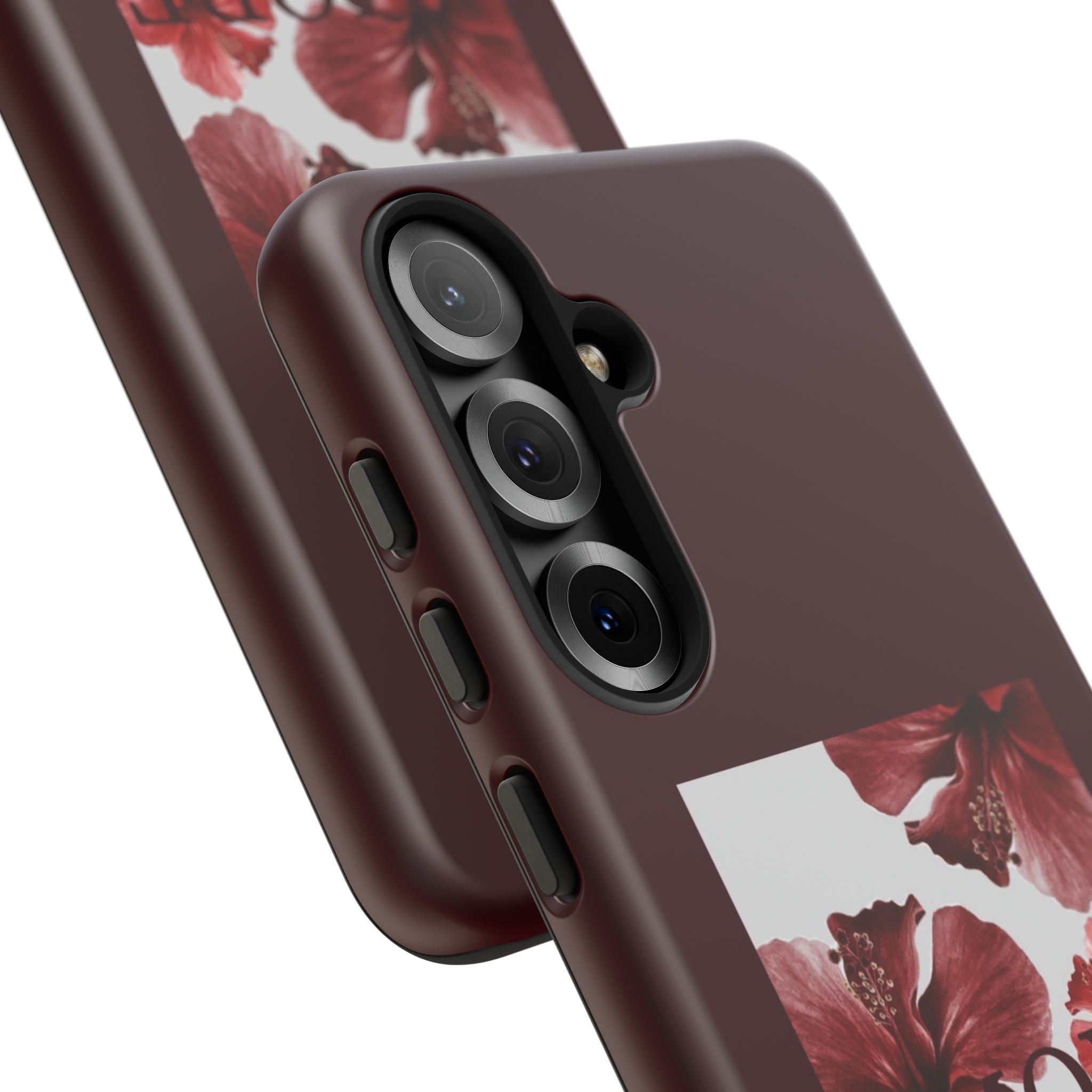 Amore Floral Phone Case — Burgundy Tough Protective Cover