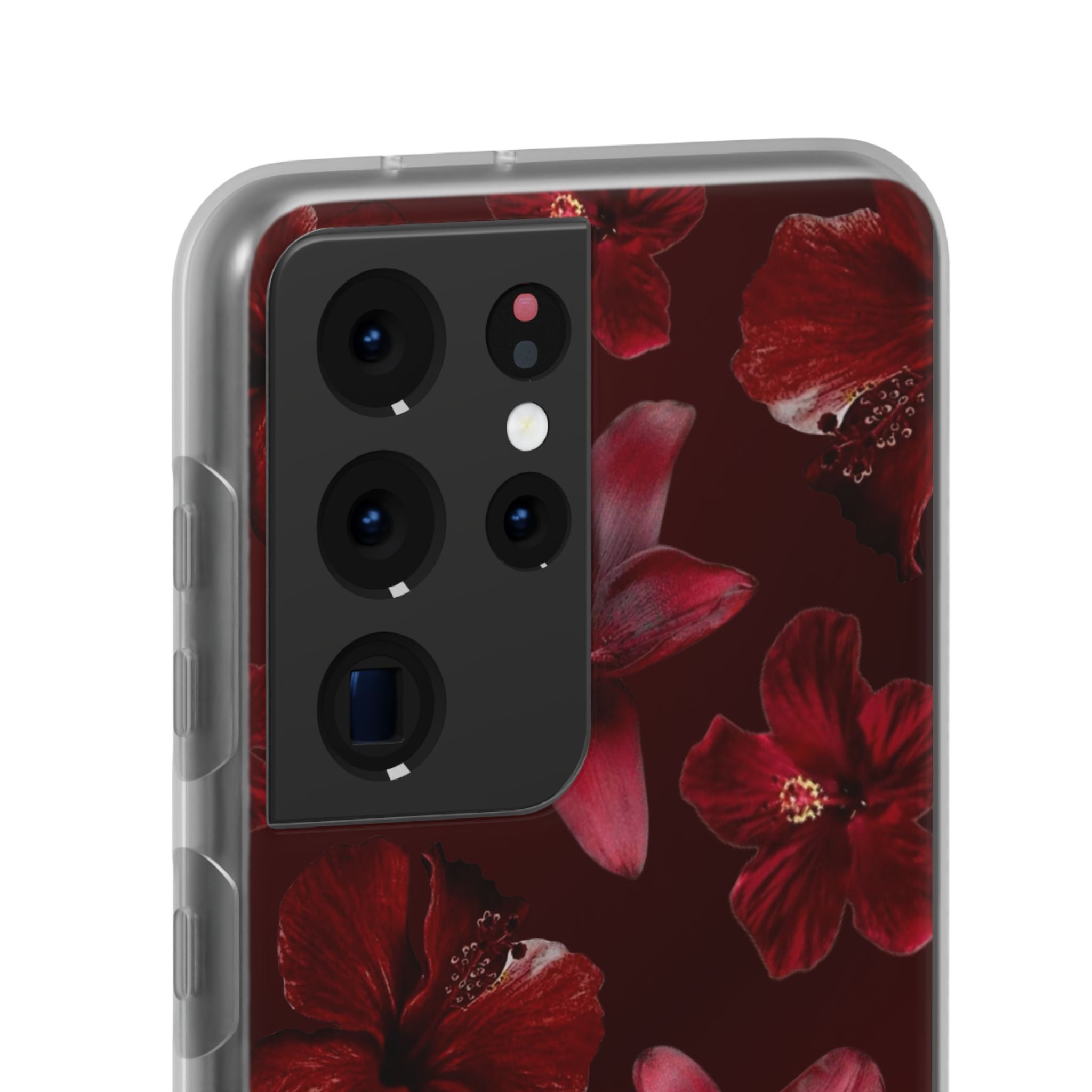Red Floral Flexi Phone Case – Dark Burgundy Lily Pattern